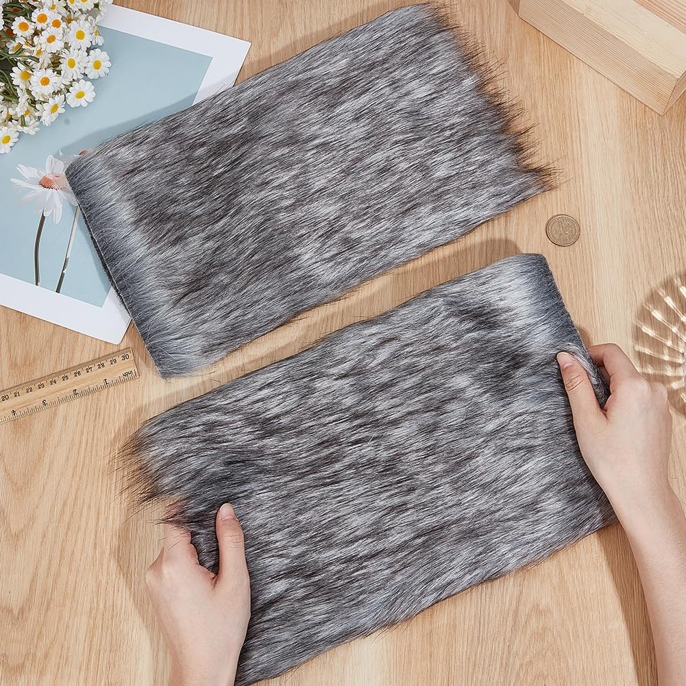 GORGECRAFT 52 * 34cm Women's Viking Faux Fur Leg Warmers Warrior Costume Leg Sleeves Arms Cuffs Fuzzy Boot Covers Wrap Dark Gray Costume Props for Halloween Cosplay Renaissance Medieval Accessory