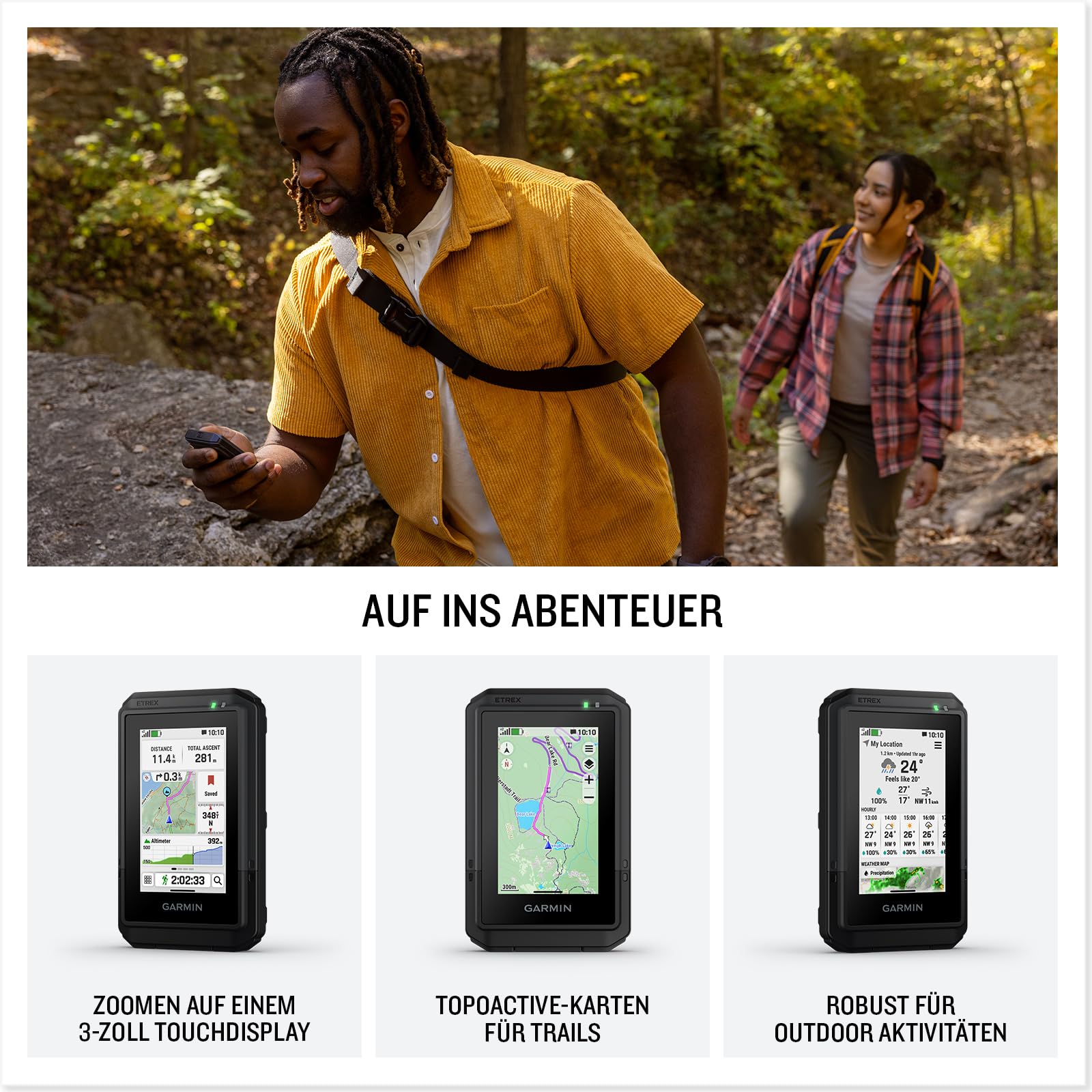 Garmin eTrex Touch - GPS-Handgerät mit 3"-Farb-Touchdisplay, bis zu 130 Stunden Akkulaufzeit, vorinstallierte TopoActive Karten für Europa, Streckenplanung, Satelliten und Multi-Frequenz Empfang