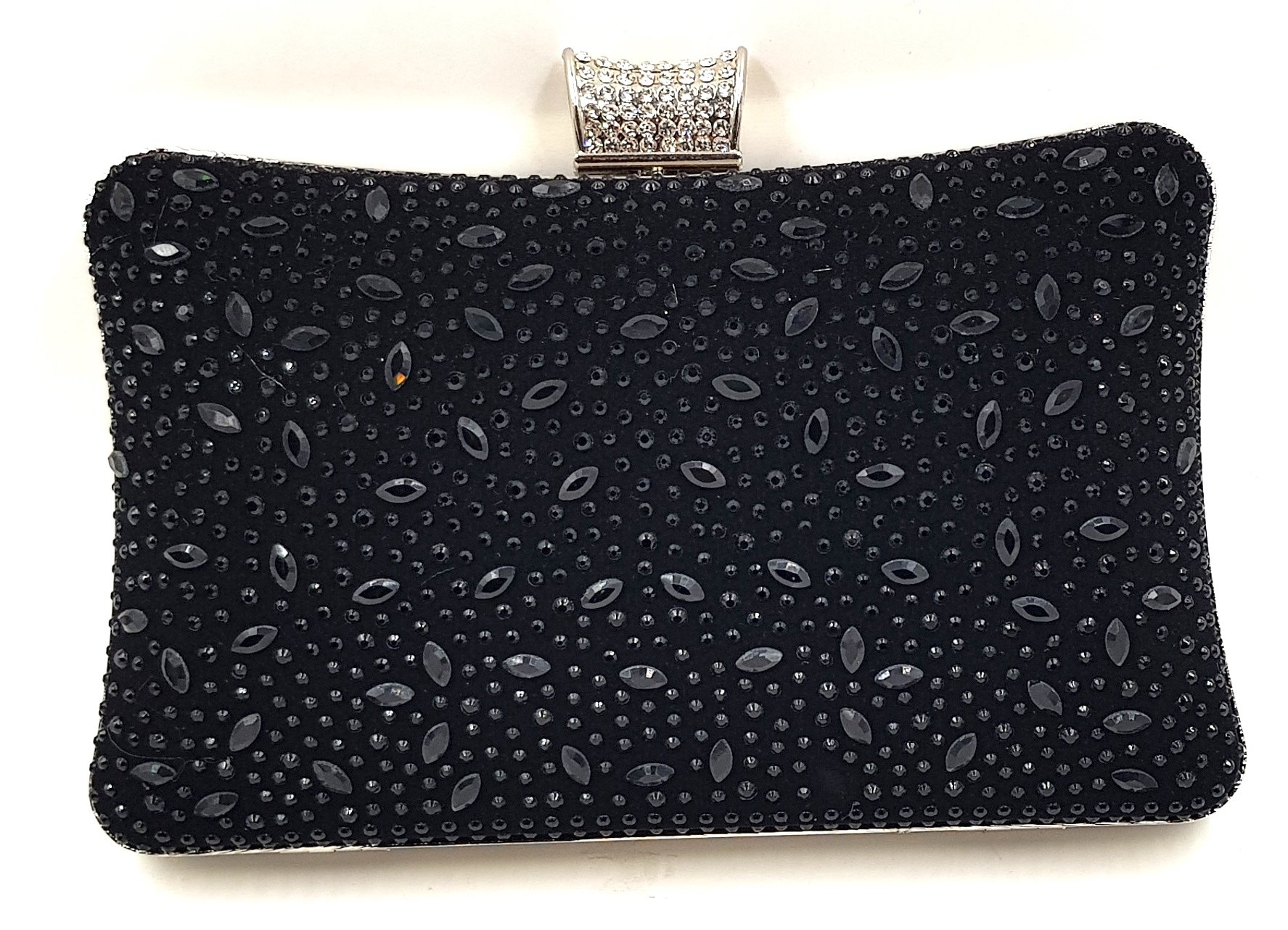 24x7 eMall ELEGANT PREMIUM EVENING CLUTCH BAG PATTERNED STONES, GLITTERS & ADJUSTABLE SHOULDER CHAIN, SNAP CLOSURE & SMOOTH INNER SATIN