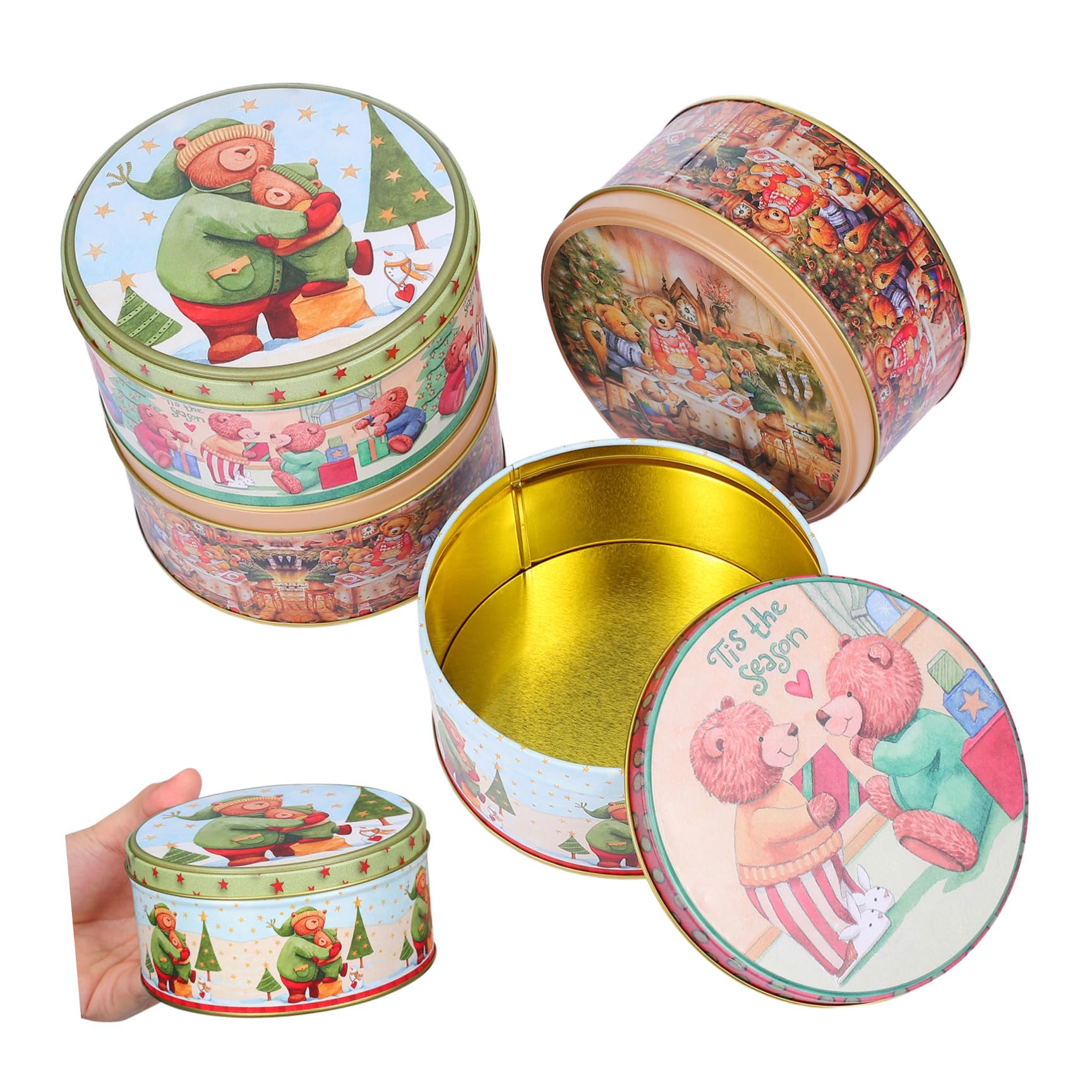Zerodeko 4 Pièces Joli Coffret de Bonbons en Tôle pour Noël, Boîte Présent Créative et Pratique Design Festif, pour Fêtes D'garçon et Filles et Rangement Gourmand Style