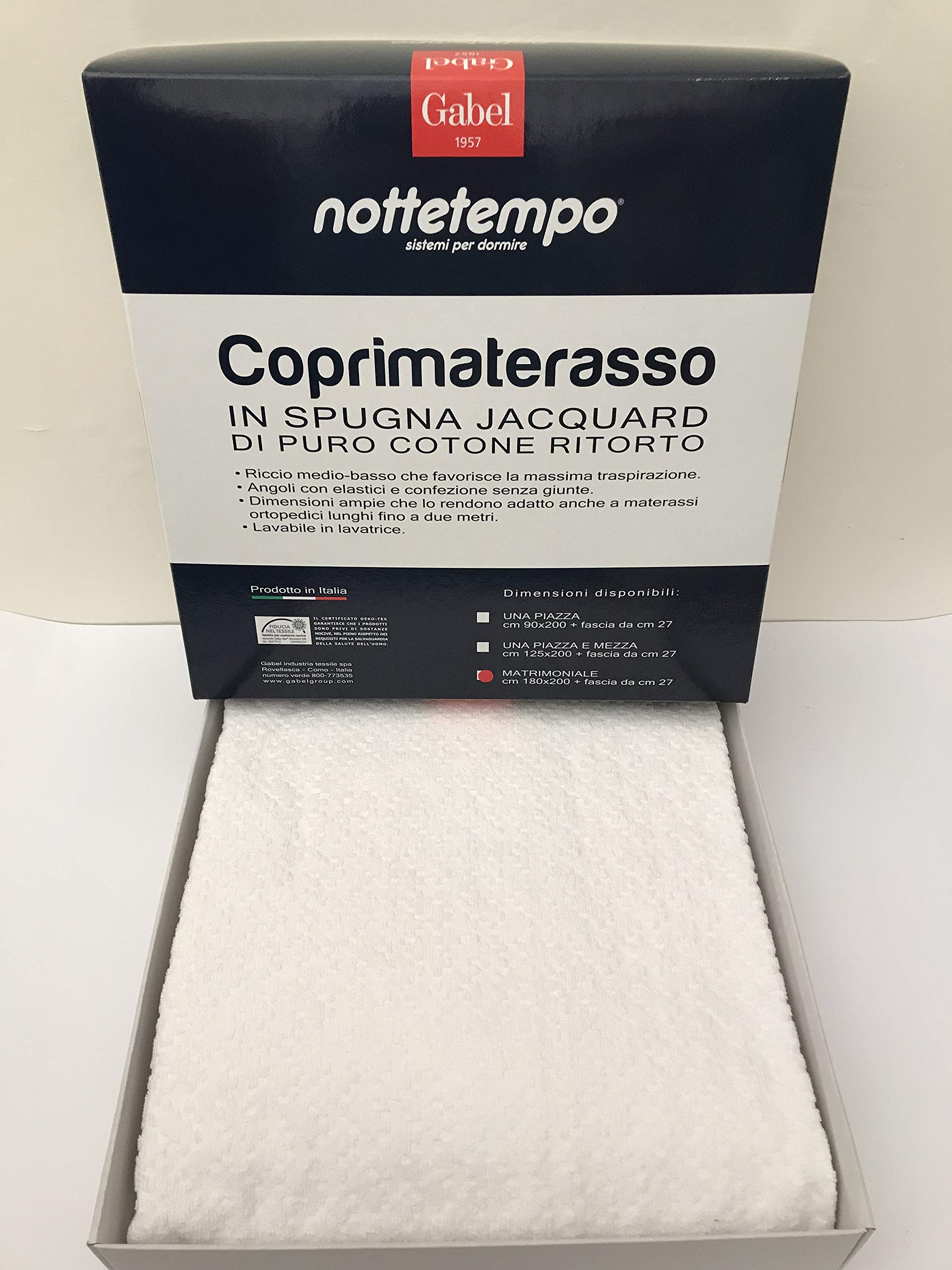 GABEL Nottetempo - Coprimaterasso Matrimoniale - TWIST SUPERCOMFORT - in DOPPIA Spugna Jacquard di Puro Cotone Ritorto
