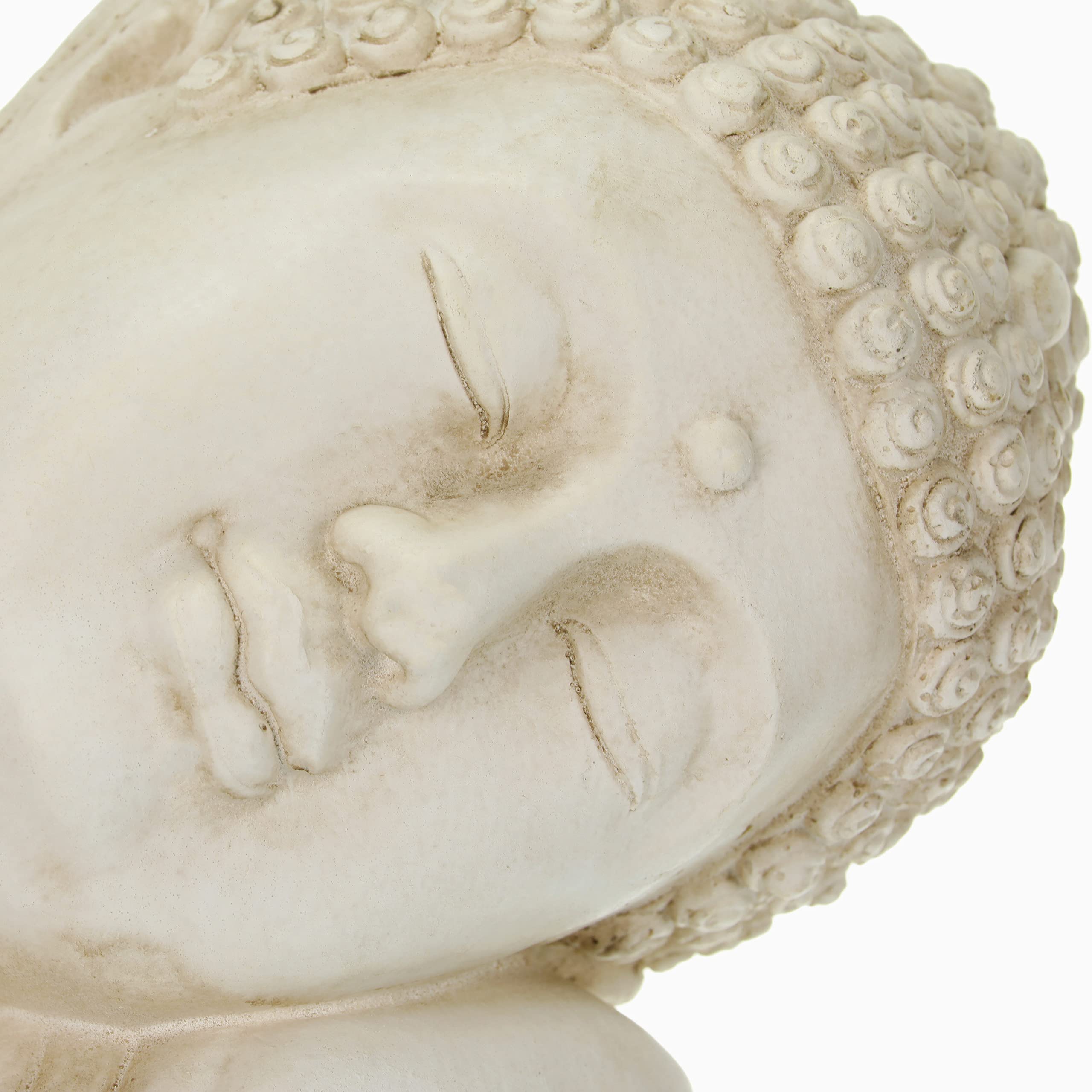 Relaxdays Figura di Buddha per Giardino, Resistente alle Intemperie, Buddha Inchinato, Poliresina, 61x40,5x38 cm, Bianco