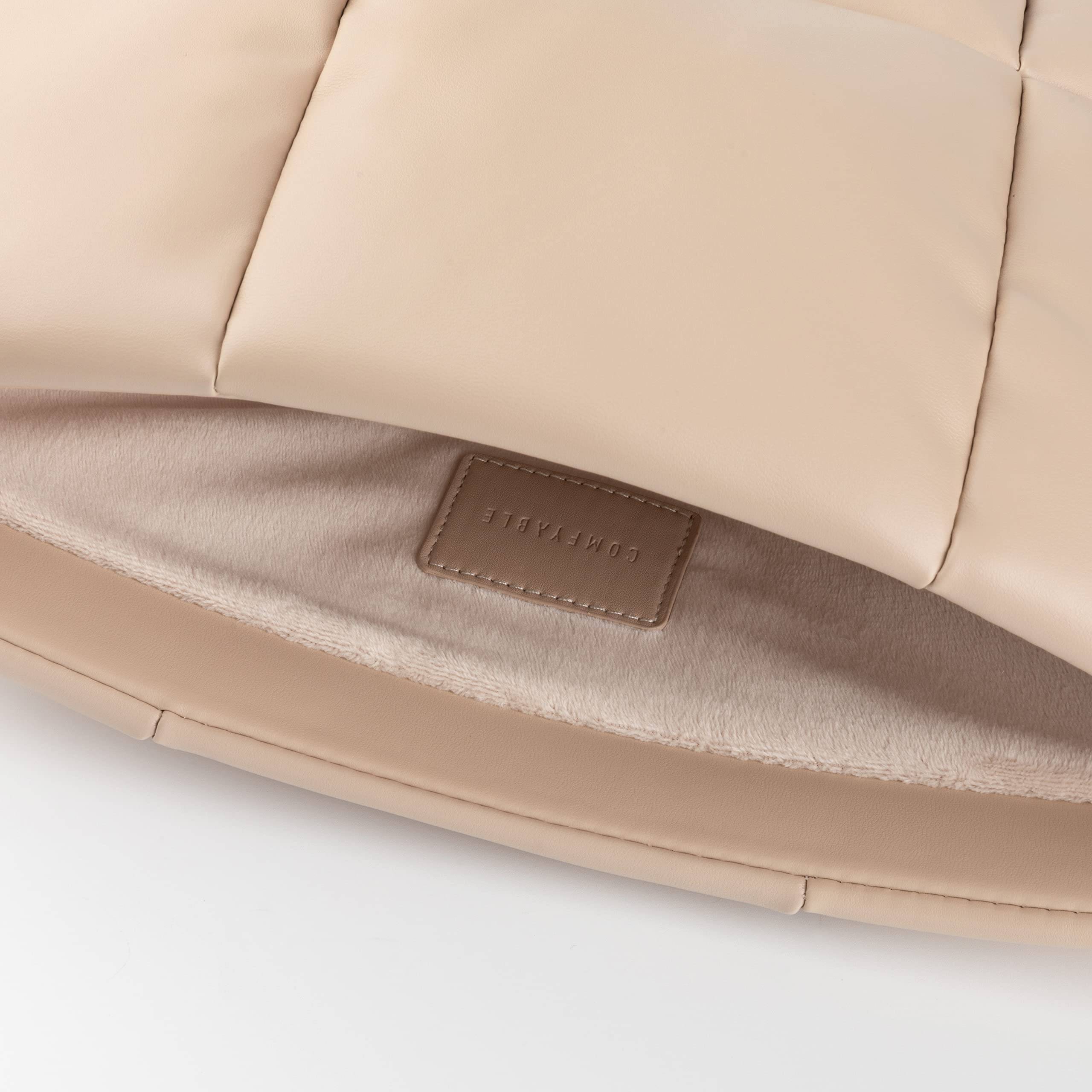 Comfyable Puffy Laptop Sleeve 15 Inch 16 Inch, Puffer Laptop Carrying Case for Women, Pillow Case Compatible for MacBook Air 15 Inch & MacBook Pro 16 Inch 2023 M2, 16 in PU Leather Puff Cover, Beige