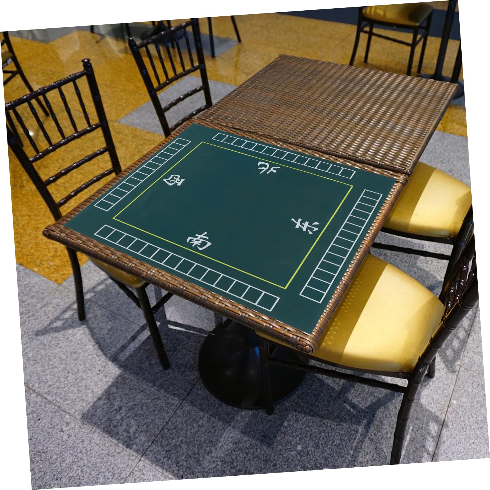 Tappetino Tavolo da Gioco Quadrato Verde in Poliestere e Gomma
