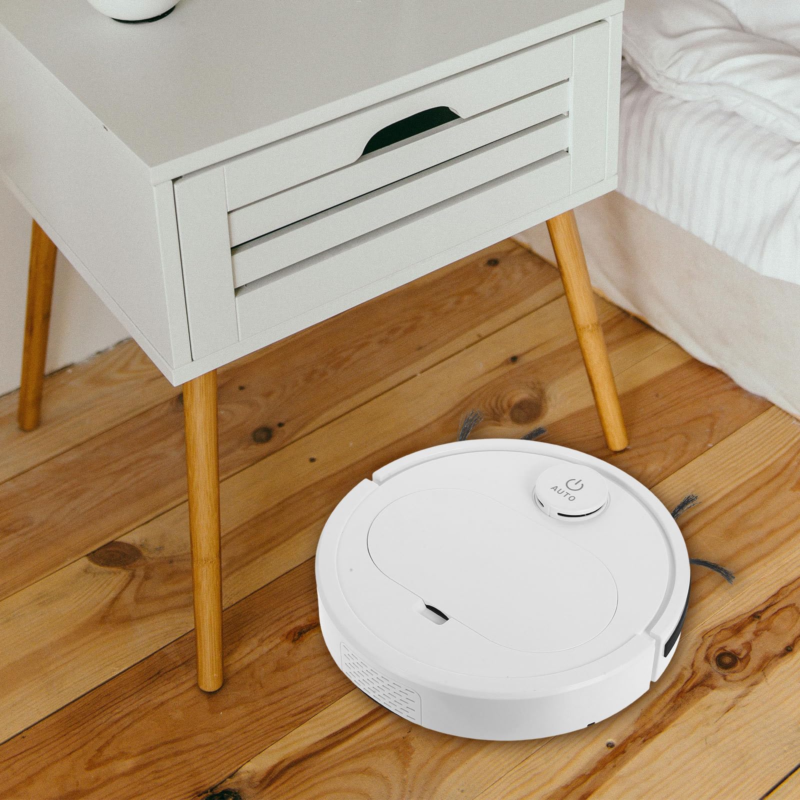 Robot Pulizia Intelligente Capacità 3000mah Bianco e Aspirapolvere Automatico Movimento Flessibile per Pavimenti in Legno e Piastrelle Casa
