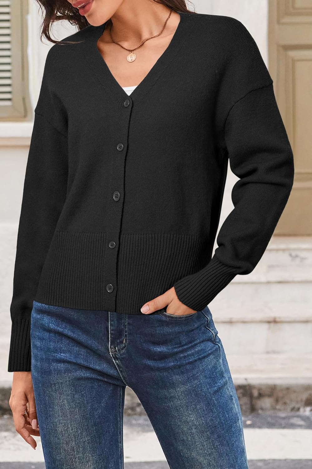 Newshows Women's Wool Blend Cardigan Sweaters 2026 Spring Fashion Lightweight Button Down V Neck Business Outfits - Image 2