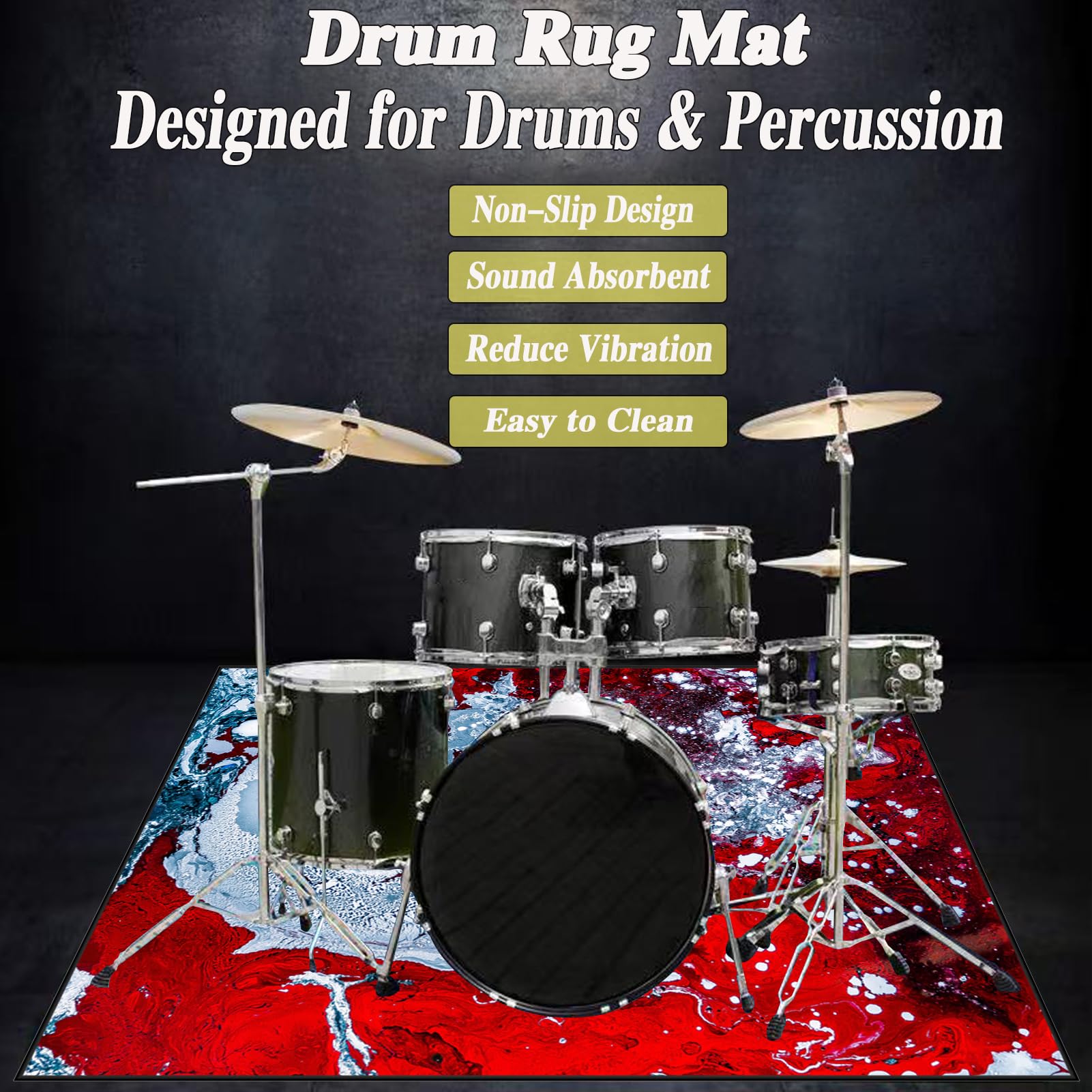 120 x 100 cm dywanik bębnowy antypoślizgowy dywan dźwiękoszczelny koc domowy dywan bębnowy do bębna basowego i innych mat do instrumentów muzycznych mata mata bębnowa