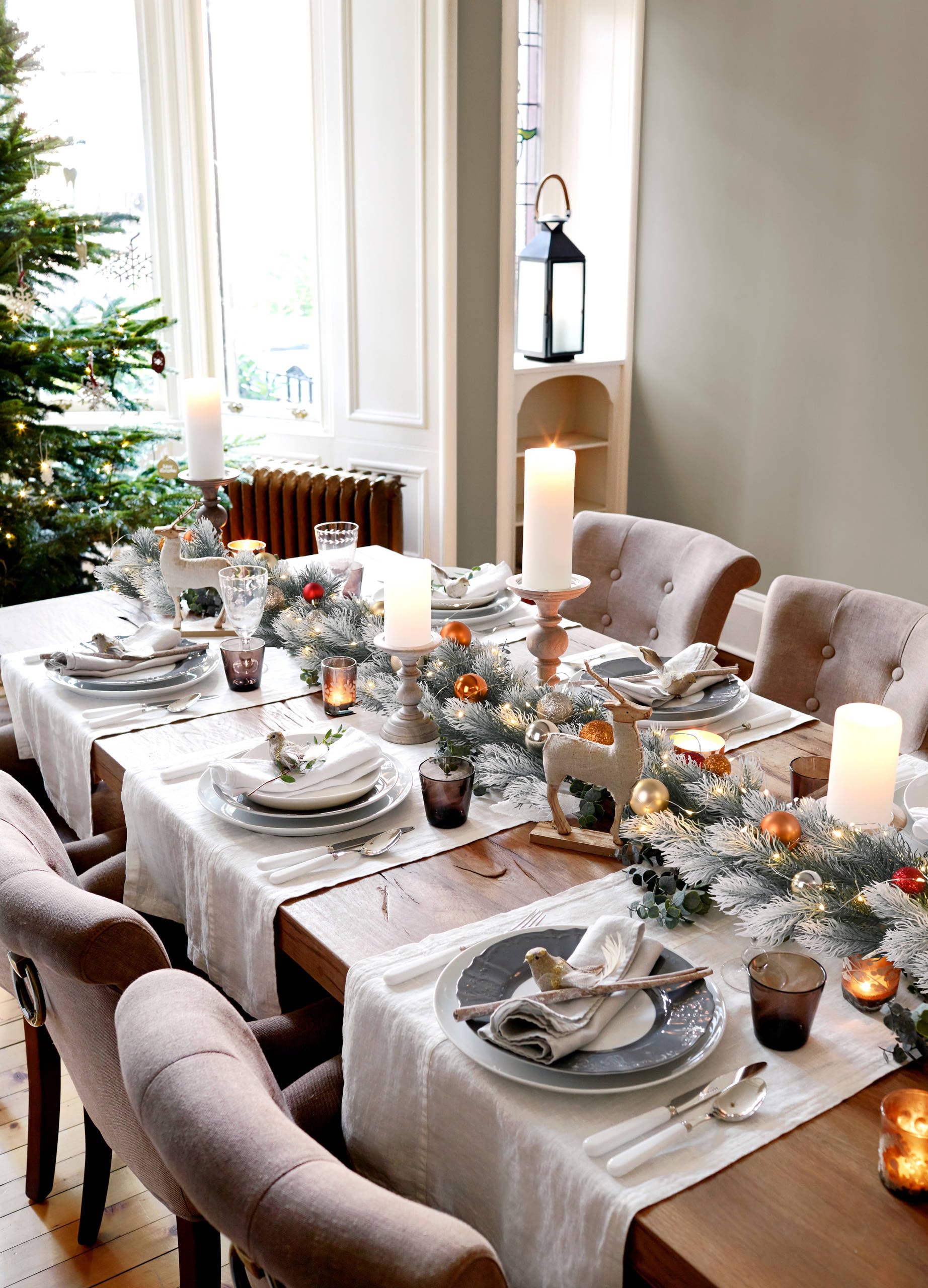 DearHouse Pine Christmas Garland with 50 Led Lights and 24 Christmas Balls,6Ft WinterArtificial Greenery Garland for Holiday Season Mantel Fireplace Table Runner Centerpiece Decoration