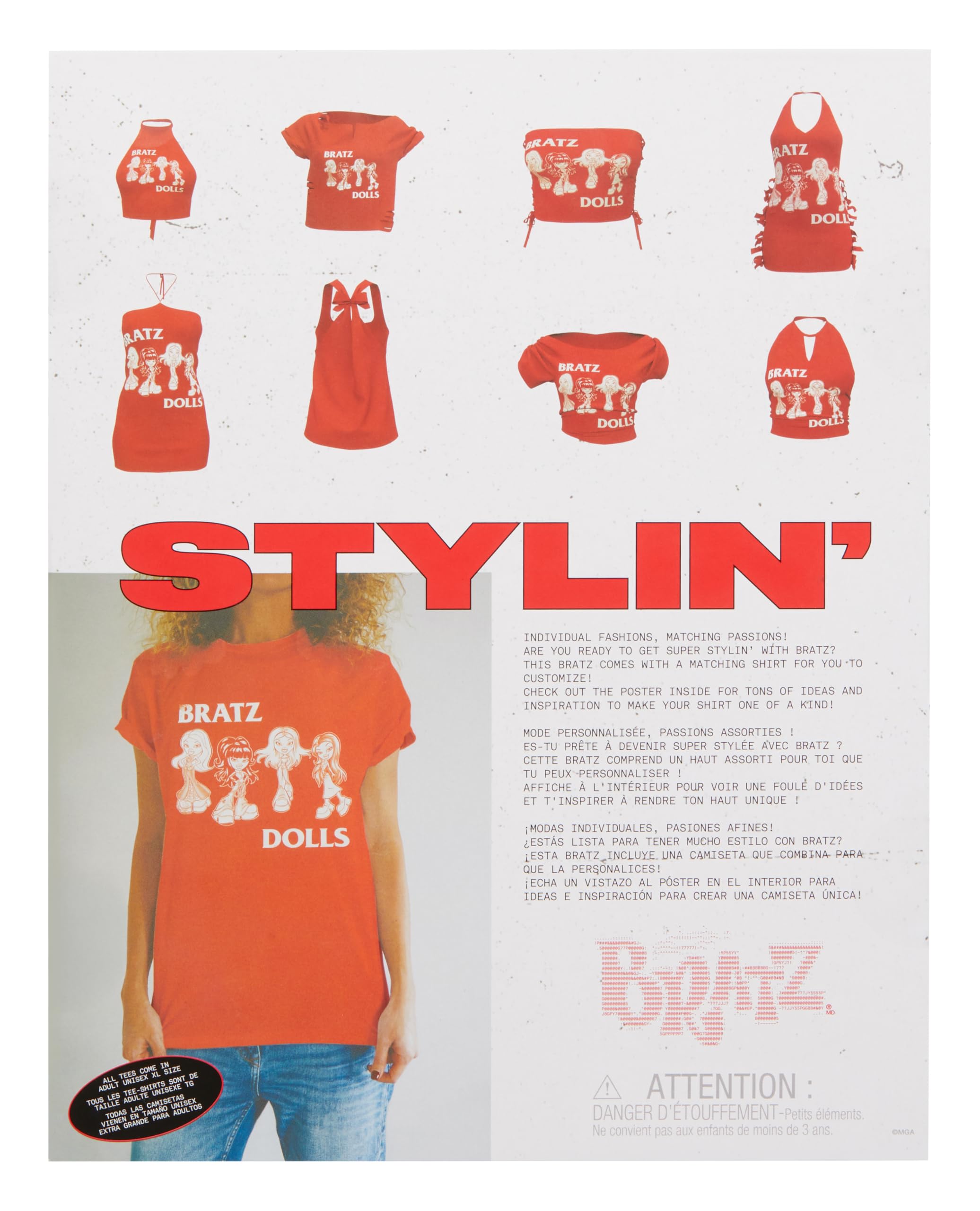 Bratz Stylin' Jade – Modna Lalka z Koszulką do Personalizacji dla Ciebie, w Zestawie Akcesoria – Urocza Zabawka dla Dziewczynek