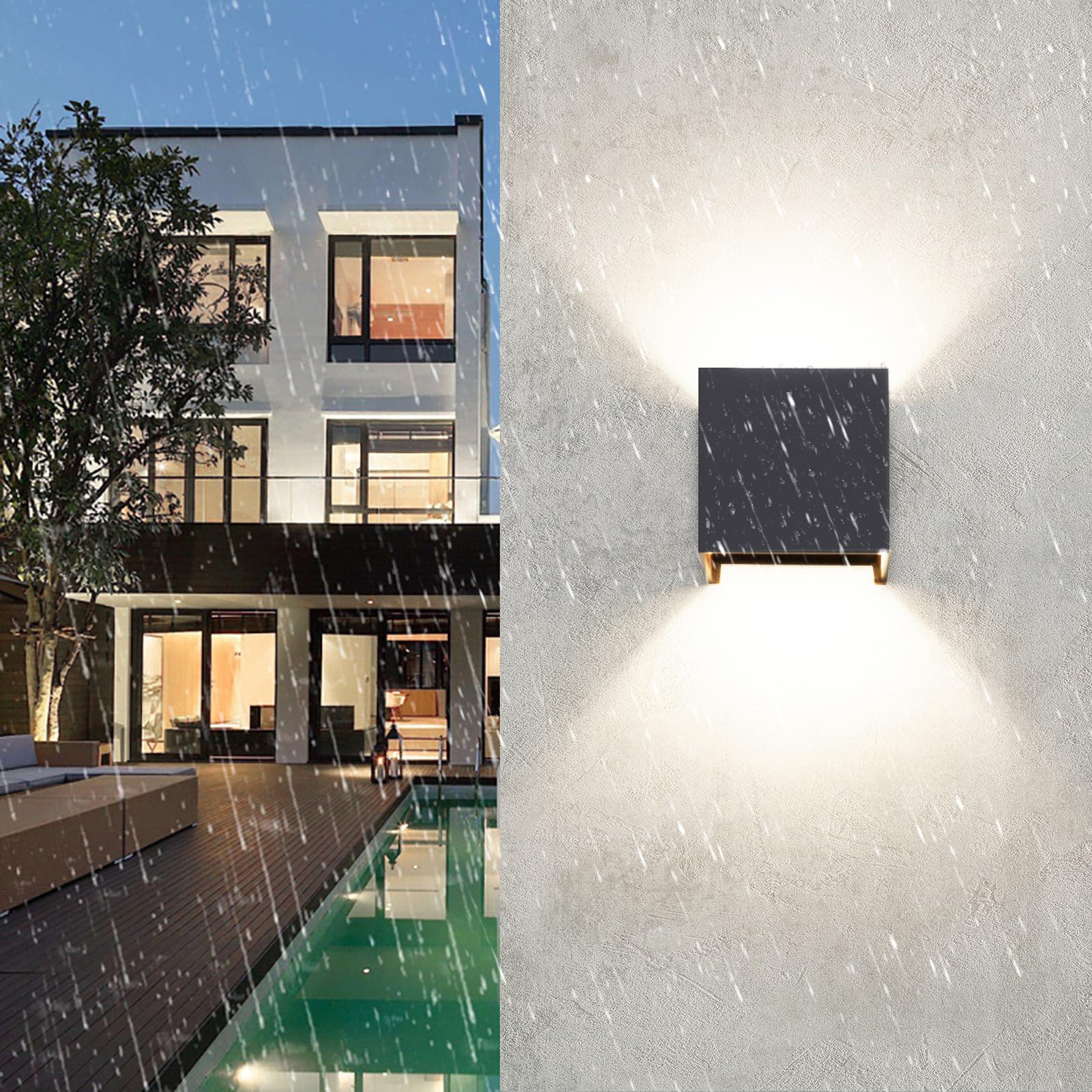 Klighten 4 Pezzi Lampada da Parete Esterno/Interno Moderno Up Down, Applique da Parete 9W con Lampadina G9 Sostituibile, Applique da Esterno IP54 Impermeabile, Bianco Neutro 4000K, Antracite Ral 7016
