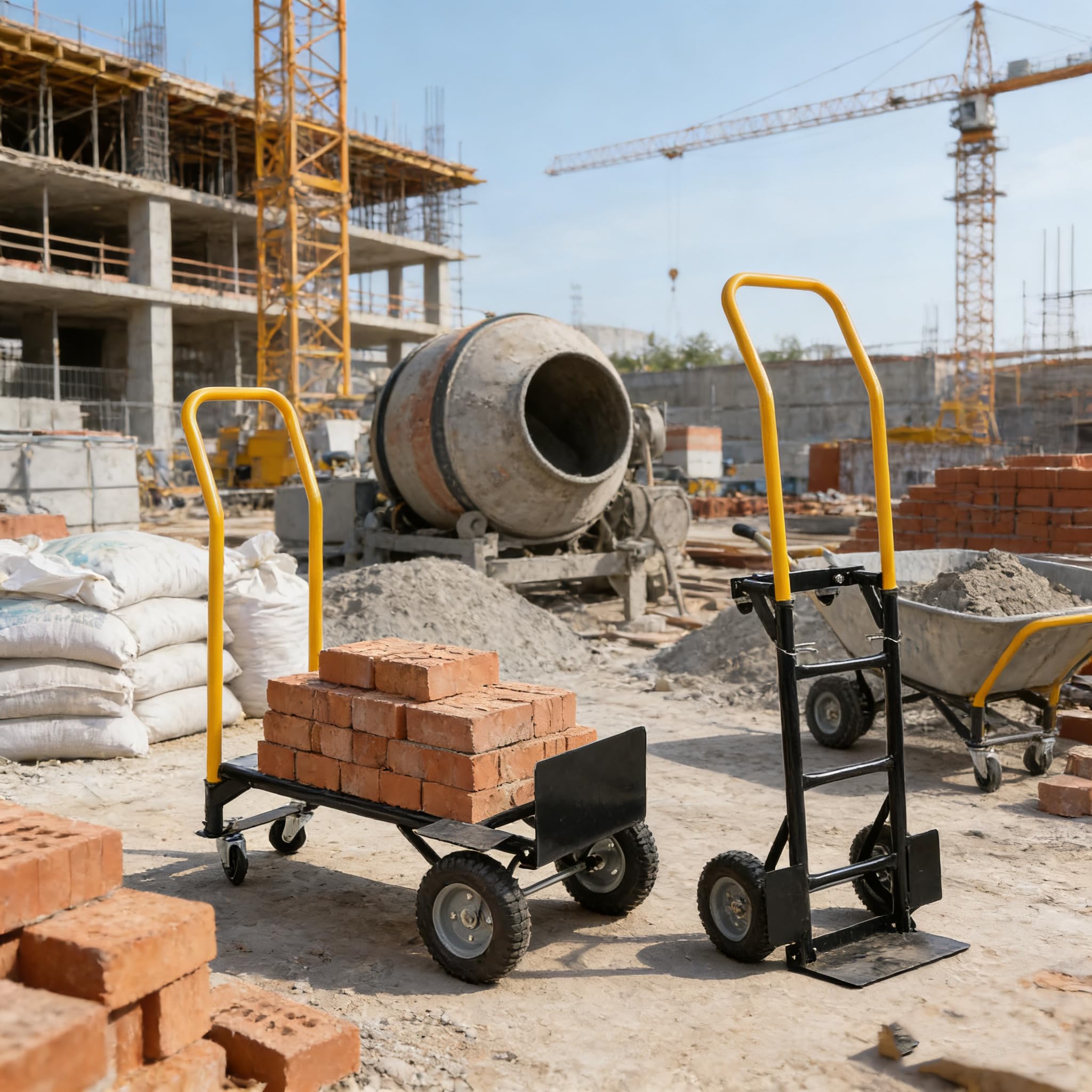 Carrello a mano convertibile, resistente, 2 in 1, con capacità di 362,9 kg, con 4 ruote non piatte, per traslochi, magazzini, uffici, alimentari, giardino e uso industriale (nero-A)