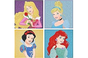 4Pack Diamond Painting Kits for Kids Ages 8-12: Princess-Themed Art and Craft for Girls