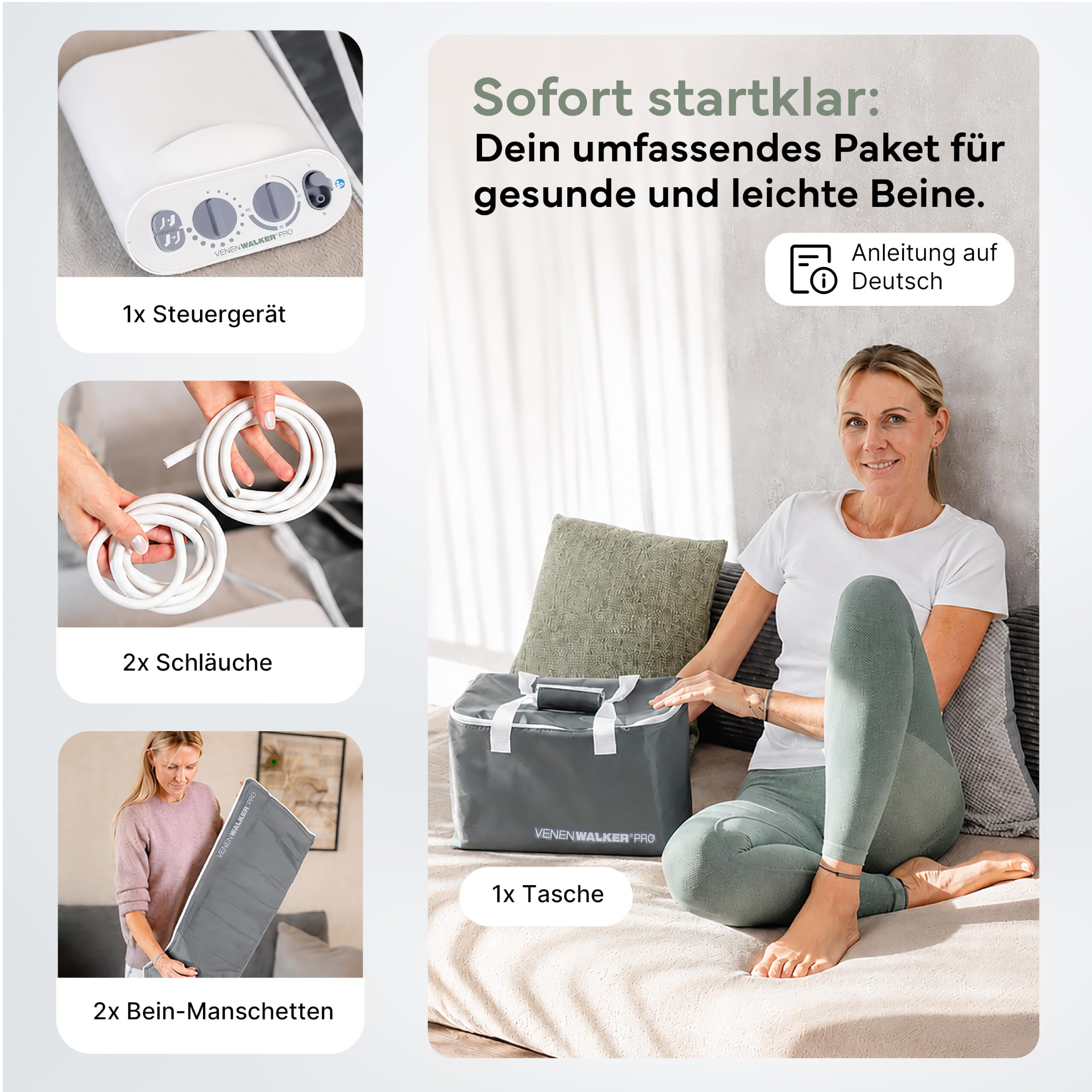 PRO2 Lymphdrainage Gerät Beine - Venen-Therapiegerät & Beinmassagegerät - Zert. Medizinprodukt (TÜV) - Das Original seit 30 Jahren - Lipödem, Lymphödem, Cellulite & schwere Beine