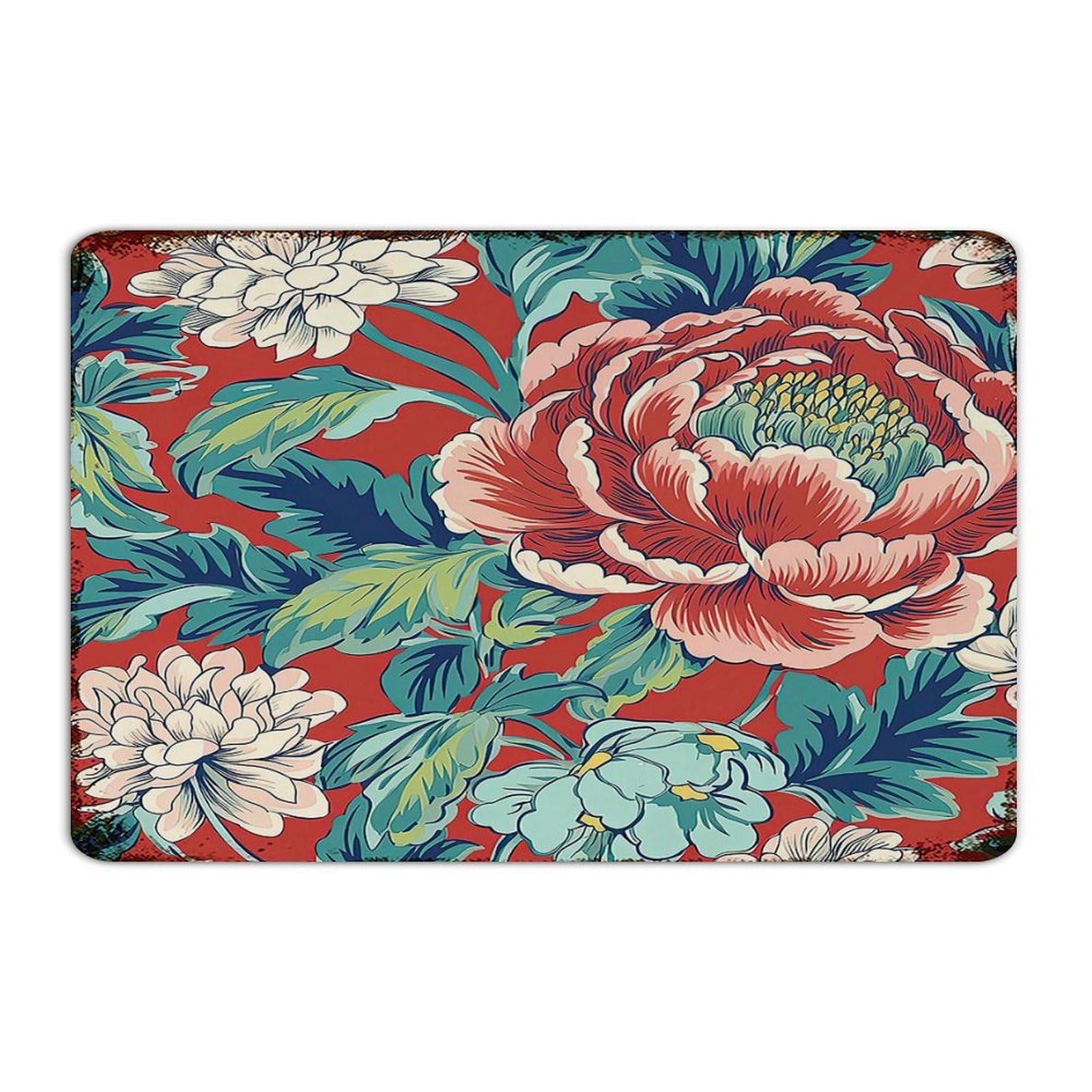 Plaque en métal pivoine rouge cadeau idéal décoration extérieure