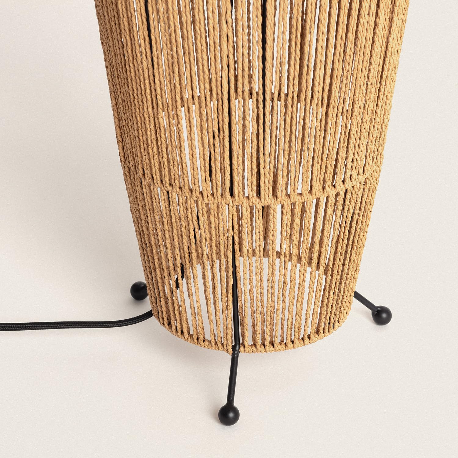 LEDKIA Lámpara de Pie Papel Trenzado Mahali Natural | Diseño Natural | Papel Trenzado Resistente | E27 Compatible | Para Salón y Dormitorio | Alto 1000 mm; Diámetro 250 mm