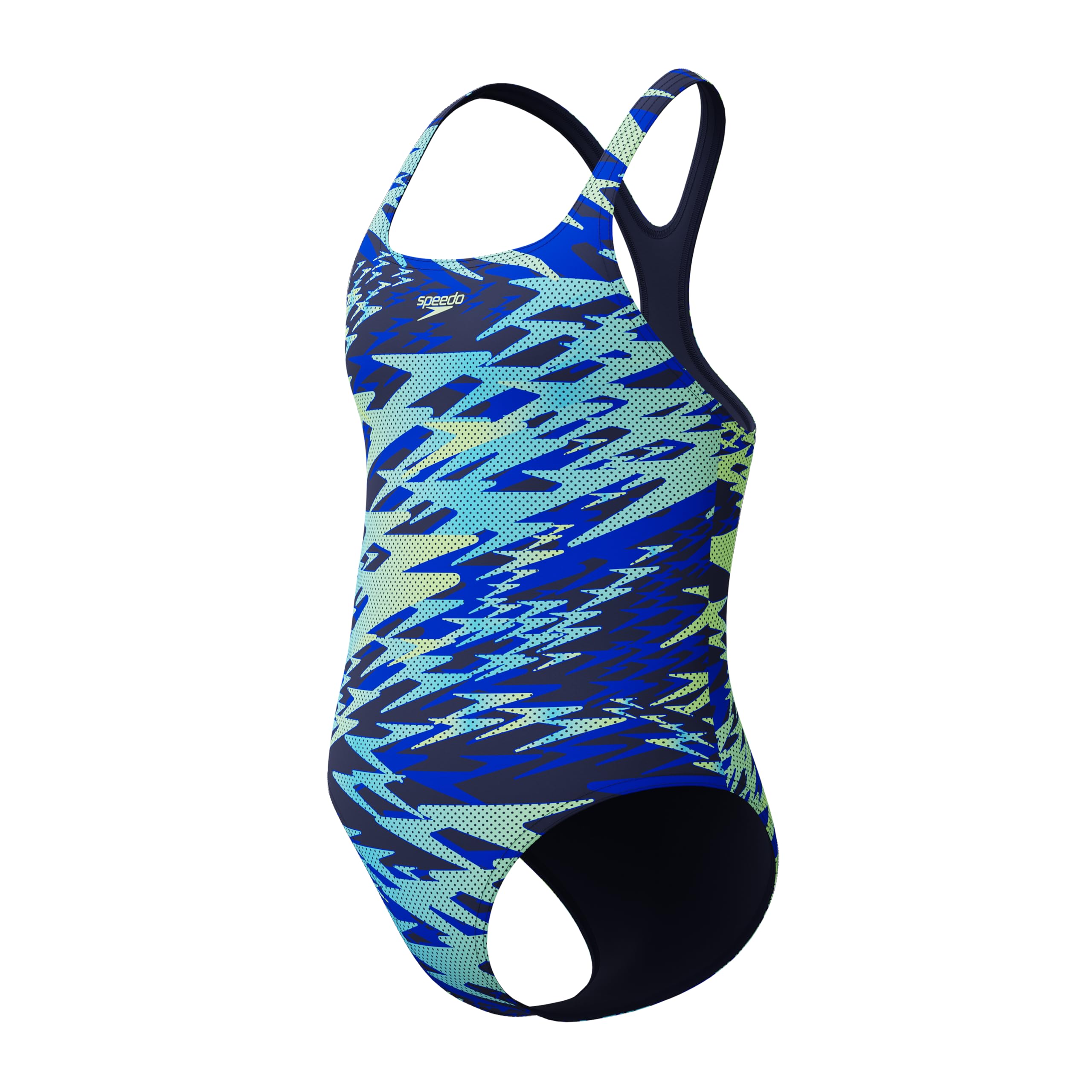 Speedo Girls Hyperboom Print Medalist Swimsuit Swimming Costume Peacoat Size 9-10 Years