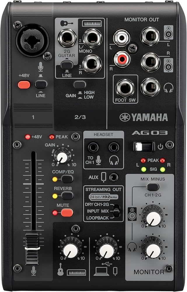 YAMAHA AG03MK2 　BLACK  ライブストリーミングパック Amazon | ヤマハ YAMAHA ミキサー ライブストリーミングパック 3
