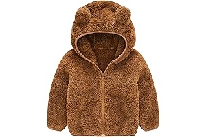 Toddler Hooded Sherpa Sweatshirt with Fuzzy Brown Bear Ears