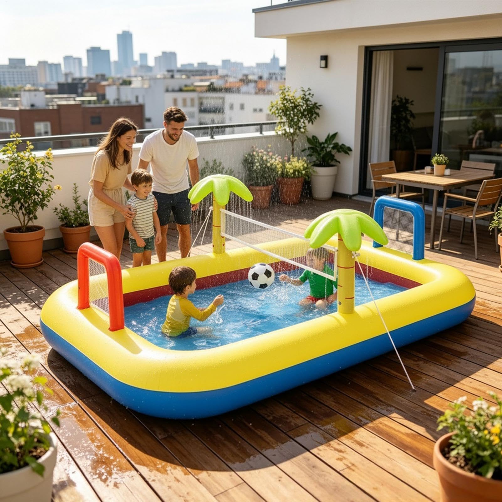 Aufblasbarer Swimmingpool, Verdickt Mit Sprinkler Wasserspielzeug | Sommer Zubehör, Praktische Spiel Funktion, Aufblasbarer Kinderpool Verdickt Mit Sprinkler Wasserspielzeug Swimmingpool, Stand
