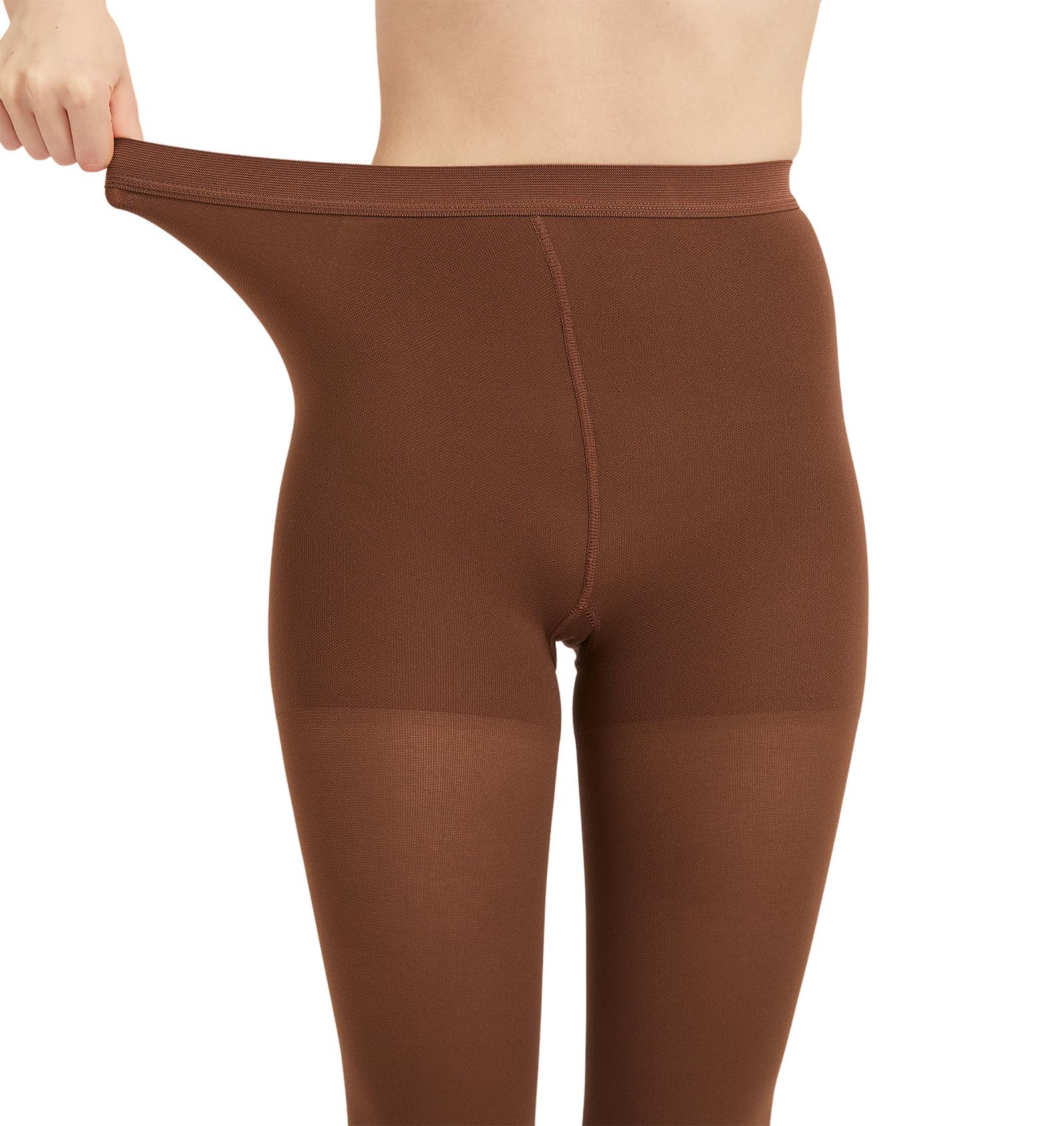 AMZAM® Collants de compression médicale pour homme et femme - 20-30 mmHg - Collants de compression gradués opaques sans orteils - Collants de soutien élevé pour œdème, varices, TVP, marron, taille XL