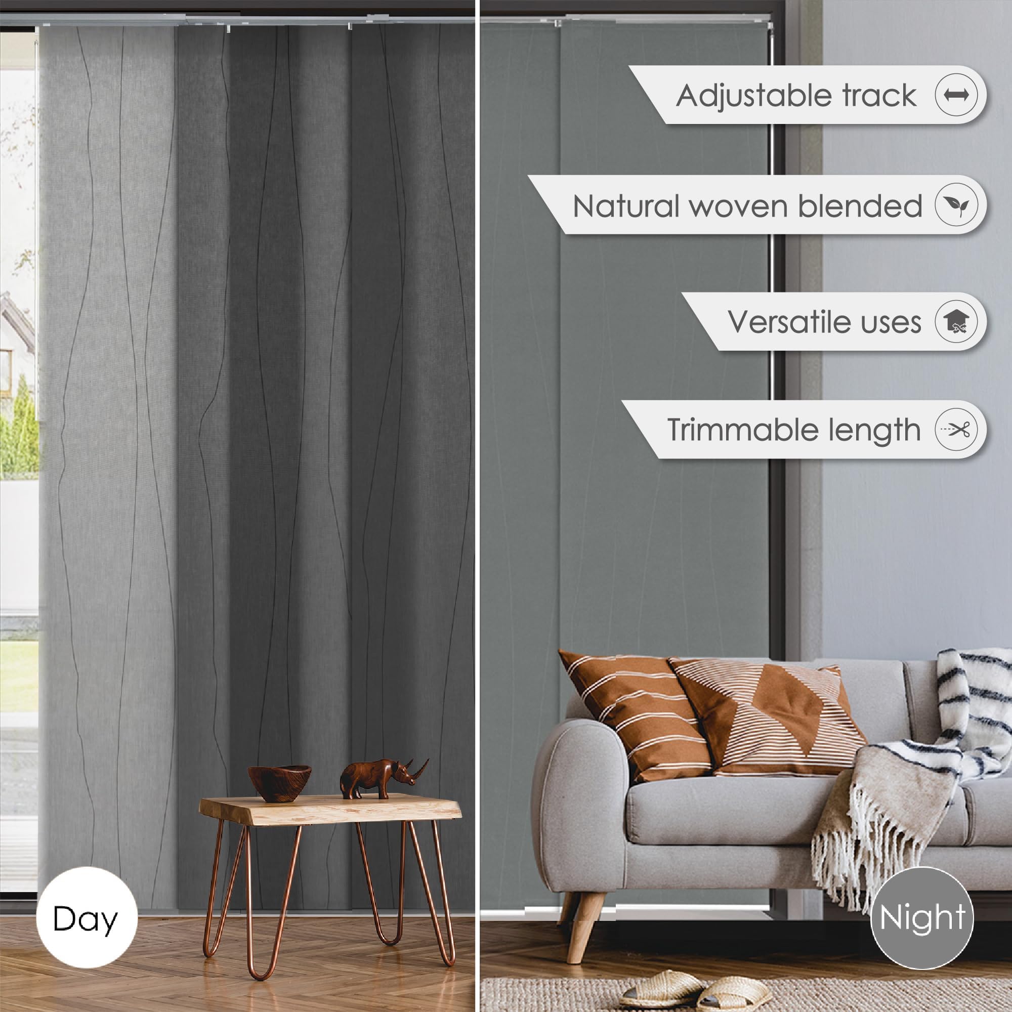 GoDear Design Adjustable Sliding Panel Track Door Blinds 45.8