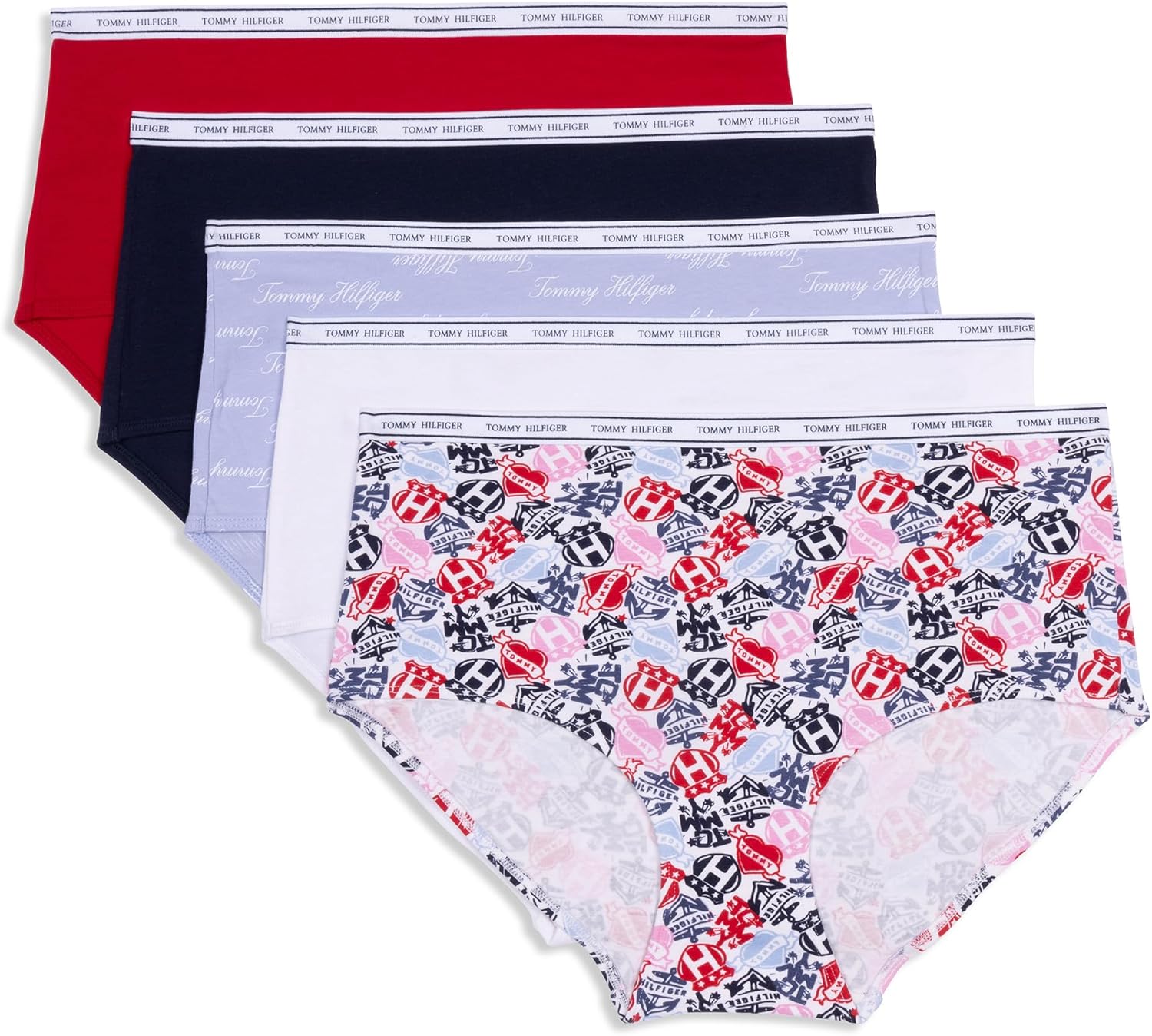 Tommy Hilfiger womens Classic Cotton Brief Underwear With Logo Waistband 5-pack