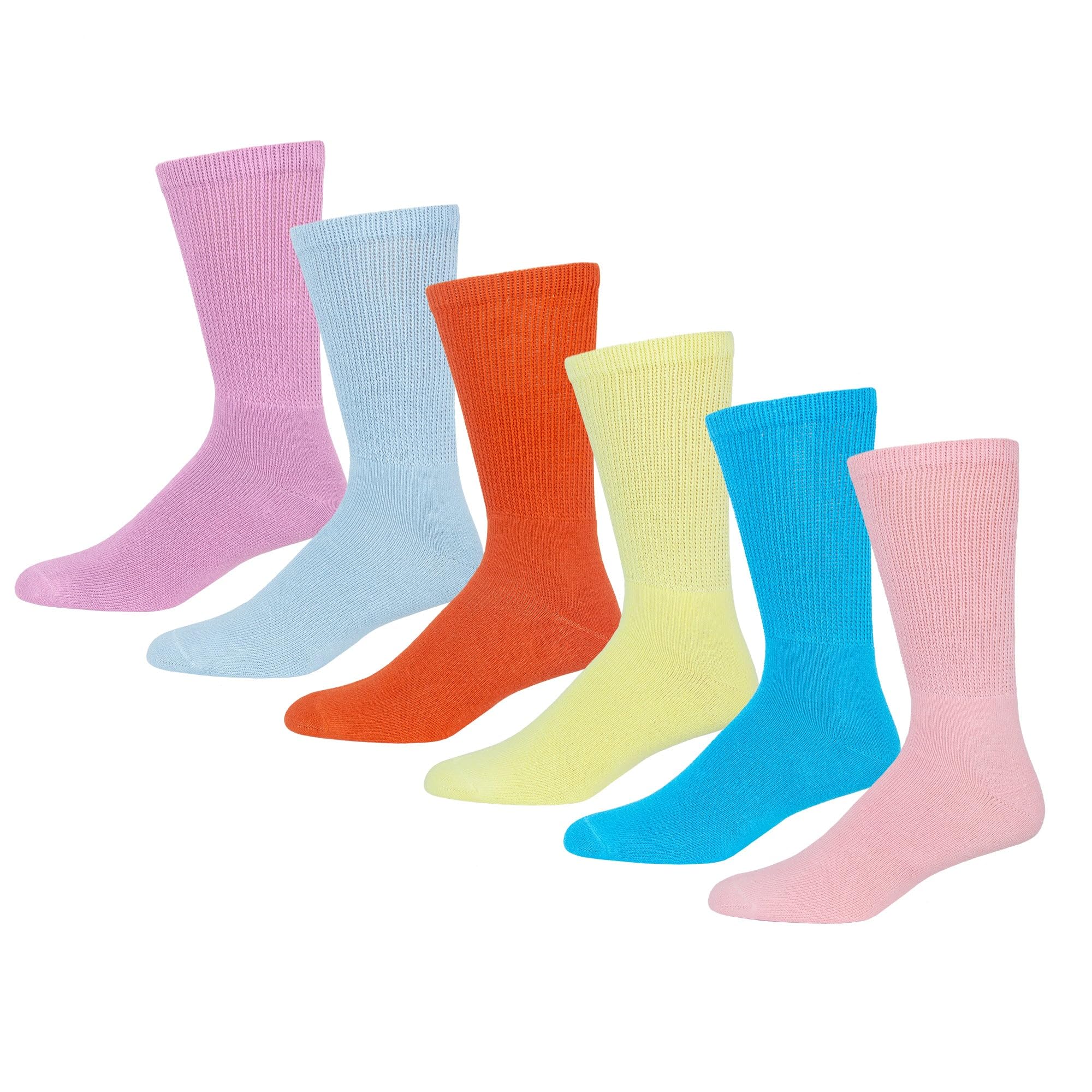 Premium Women’s Soft Breathable Cotton Crew Socks, Non-Binding & Comfort Diabetic Socks (6 Pairs - Fits Shoe Size 6-11)