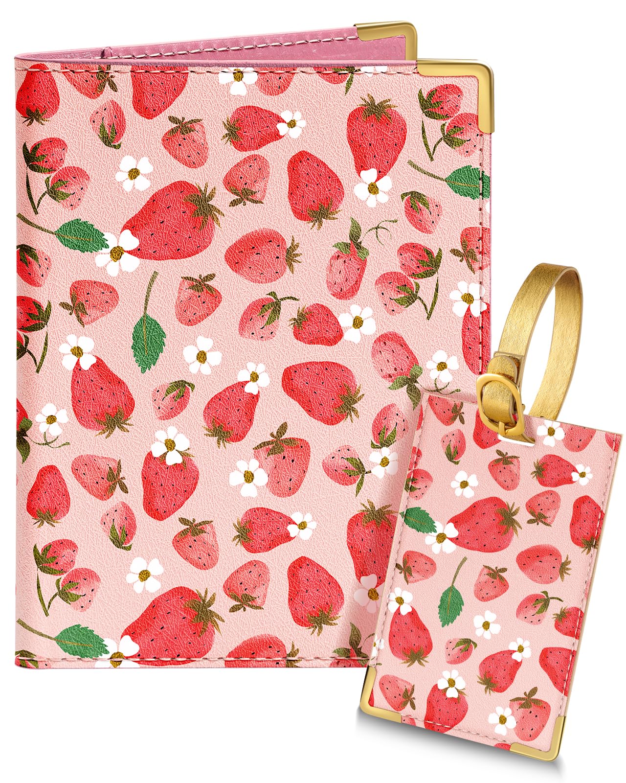 Slohif Passport Holder Lugguage Tag Set Suitcase Cover Wallet Case for Travel Women - Leather Passport Book Personalized Organizer Card Protector