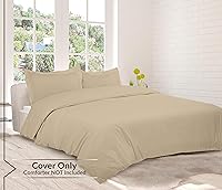 Vista 5 de ROYALE LINENS Juego de funda de edredón color arena tamaño King Juego de funda de edredón suave King 3 piezas de funda de edredón doble cepillado