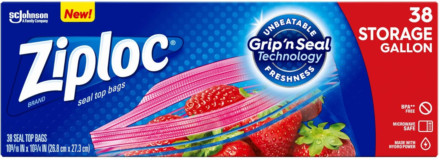 Ziploc Storage Bags, Gallon, 38 ct (Pack of 3)