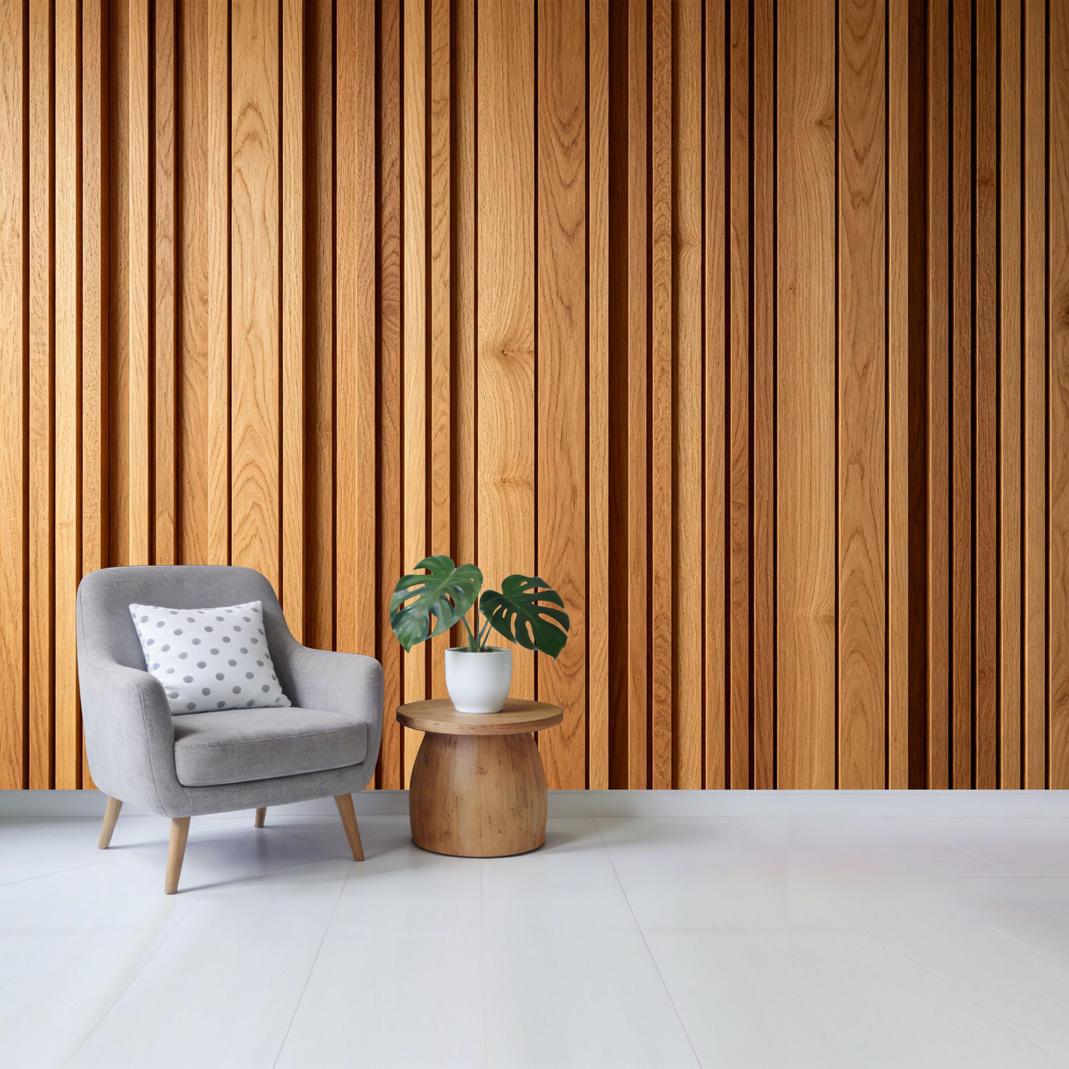 Qzlithotic Yq2605250058 Custom Size Wall Mural Vertical Oak Wood Slat Texture Minimalist Modern Contemporary Pattern Selfadhesive Wall Fabric Removable Wallpaper For Home Office Decor