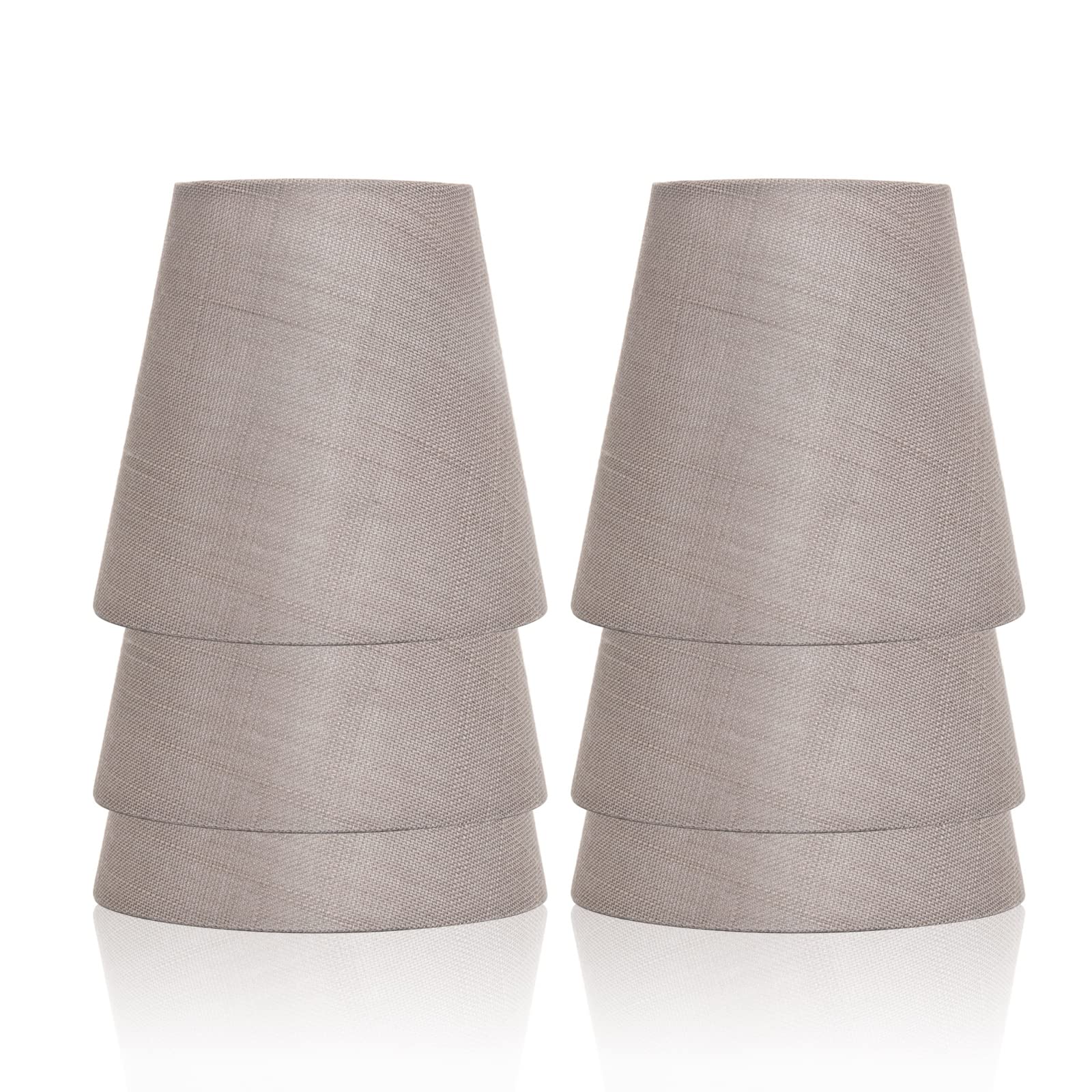 Fuloon Flax Gray Set Of 6 Lampshades For Candle Crystal Chandelier Wall Lamp Droplight Fabric Lamp Shade