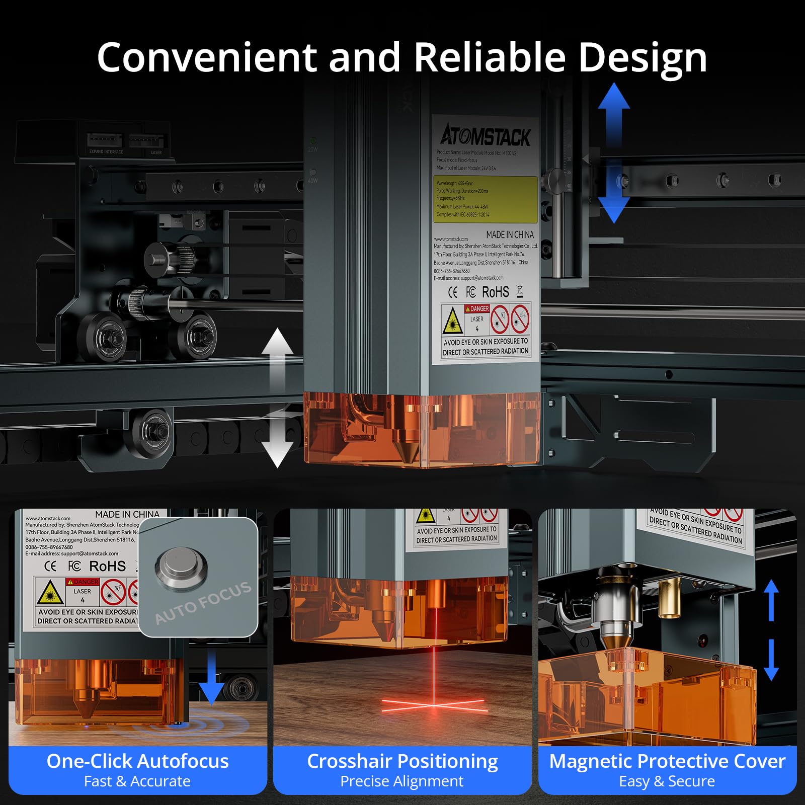 ATOMSTACK 48W Laser Engraver, A40 PRO V2 Laser Cutter with Auto Air Assist, Bulk Engraving Cutting High Accuracy Laser Engraving Machine for Wood, Stone, Metal, Acrylic, Leather, Jewelry