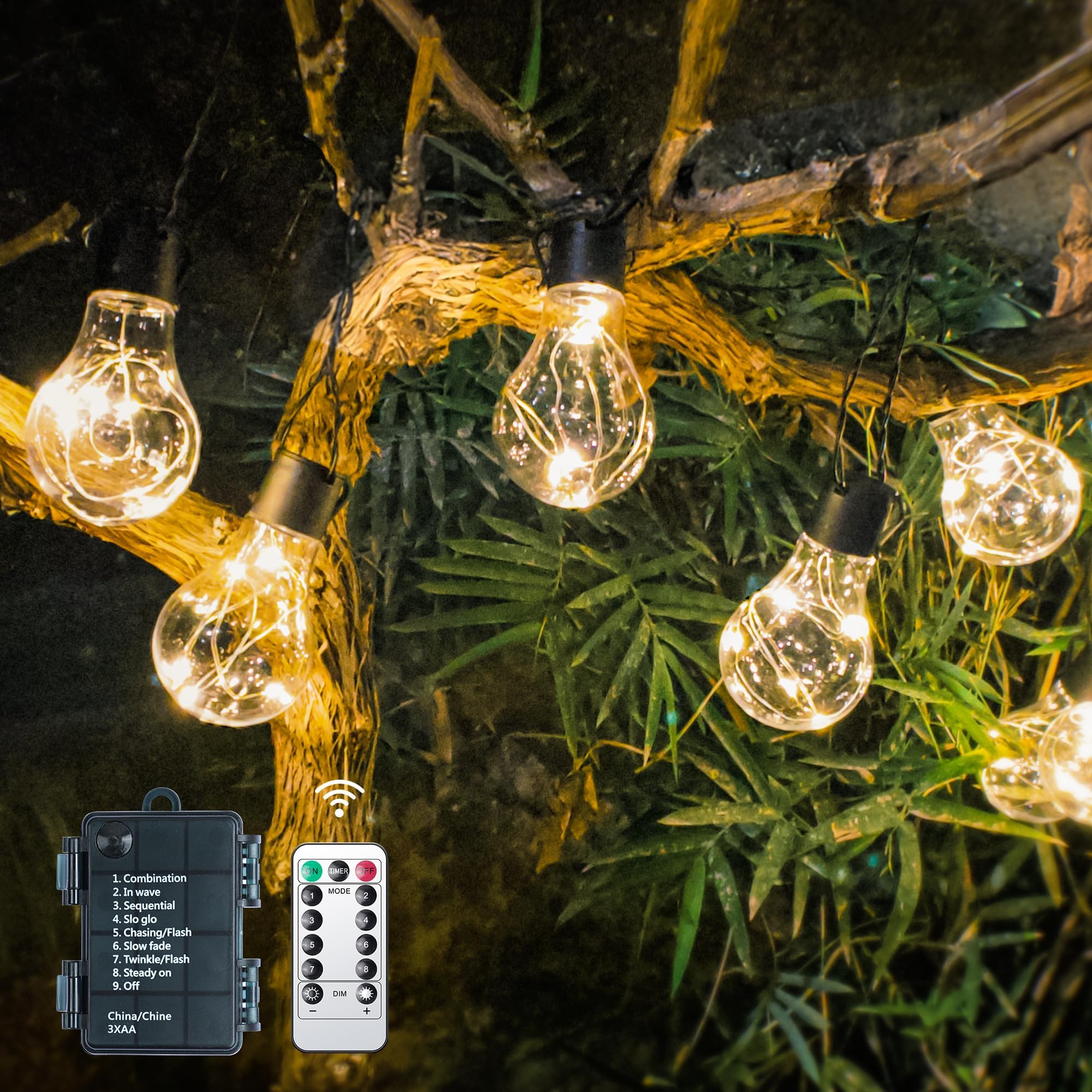 DSLebeen Festoon Lights Outdoor Battery Powered: 9m 30ft Waterproof Battery Fairy Lights 12pcs A60 Large LED String Bulb Light with Remote Control Decorative Lighting for Garden, Patio, Gazebo โ image 1