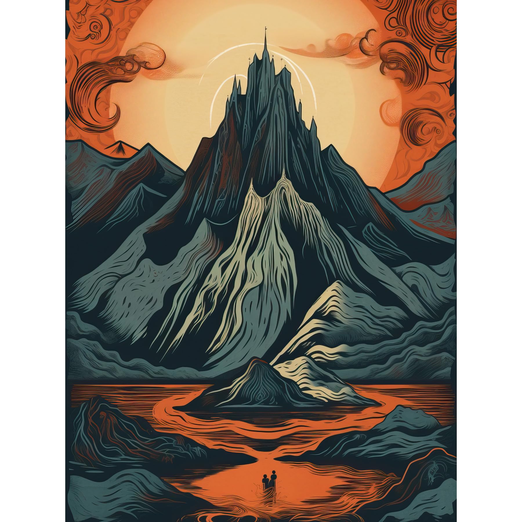 Artery8 Erebor The Lonely Mountain Landscape Illustration Large Wall Art Poster Print Thick Paper 18X24 Inch