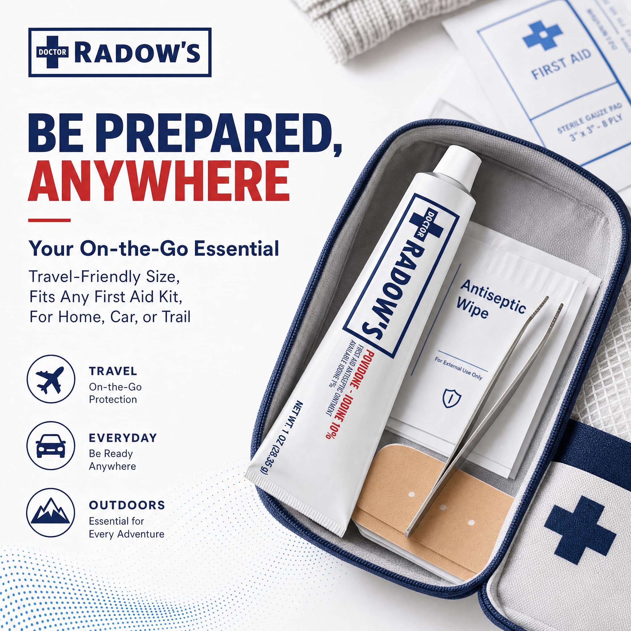Doctor Radow's Ungüento antiséptico de povidona yodada, 10% povidona yodada, cuidado de heridas sin antibióticos para quemaduras, cortes y más, promueve la curación, para uso doméstico y médico,