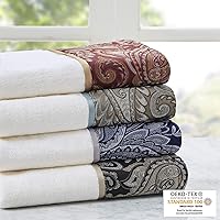 Vista 5 de Madison Park - MP73-5310 Aubrey 6 Piece Jacquard Set for Bathroom, 2 Bath Hand Towels, 2 Washcloths, Spa Luxurious Textured Design, See Below, Blue