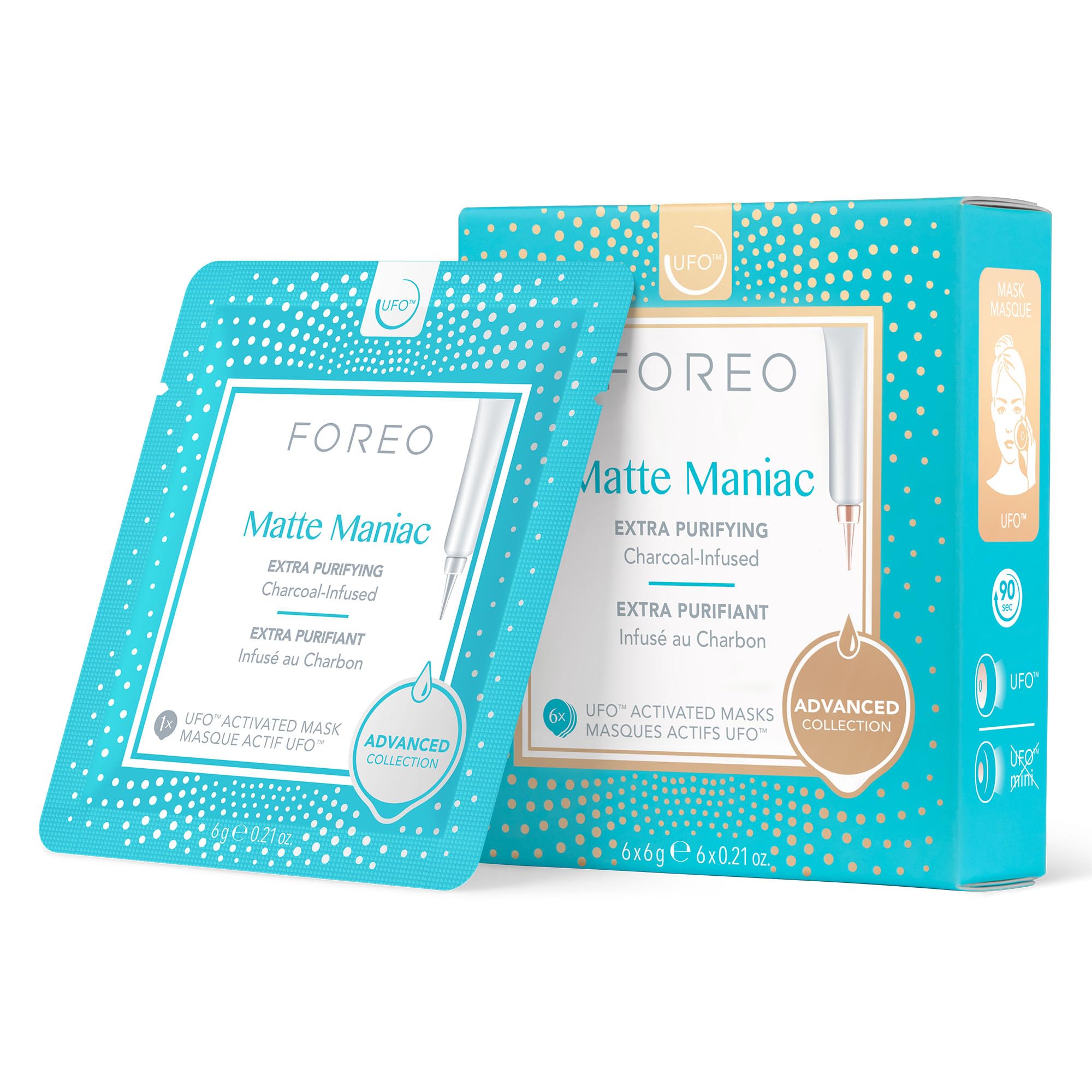 Matte Maniac Advanced Collection 2.0 UFO-Activated Facial Mask, Hydrating Facial, Beauty & Personal Care, Witch Hazel & Charcoal, For All Skin Types & Blemish-prone, Oily Skin, 6 Pieces in Pack
