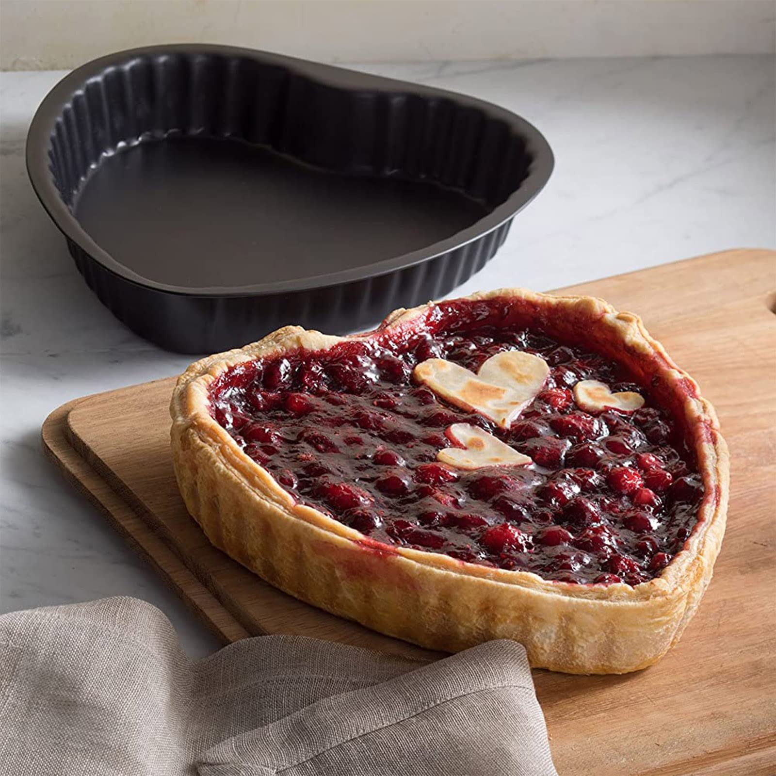 Lot de 2 moules à gâteau en forme de cœur de 20,3 cm - Pour la Saint-Valentin, la pâtisserie, un mariage, un anniversaire