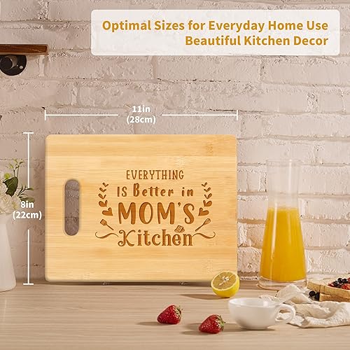 Miniatura 3 de Pandasch Regalos para mamá, regalos de cumpleaños para la mejor mamá, tabla de cortar de bambú grabada personalizada, regalo único para el día de la