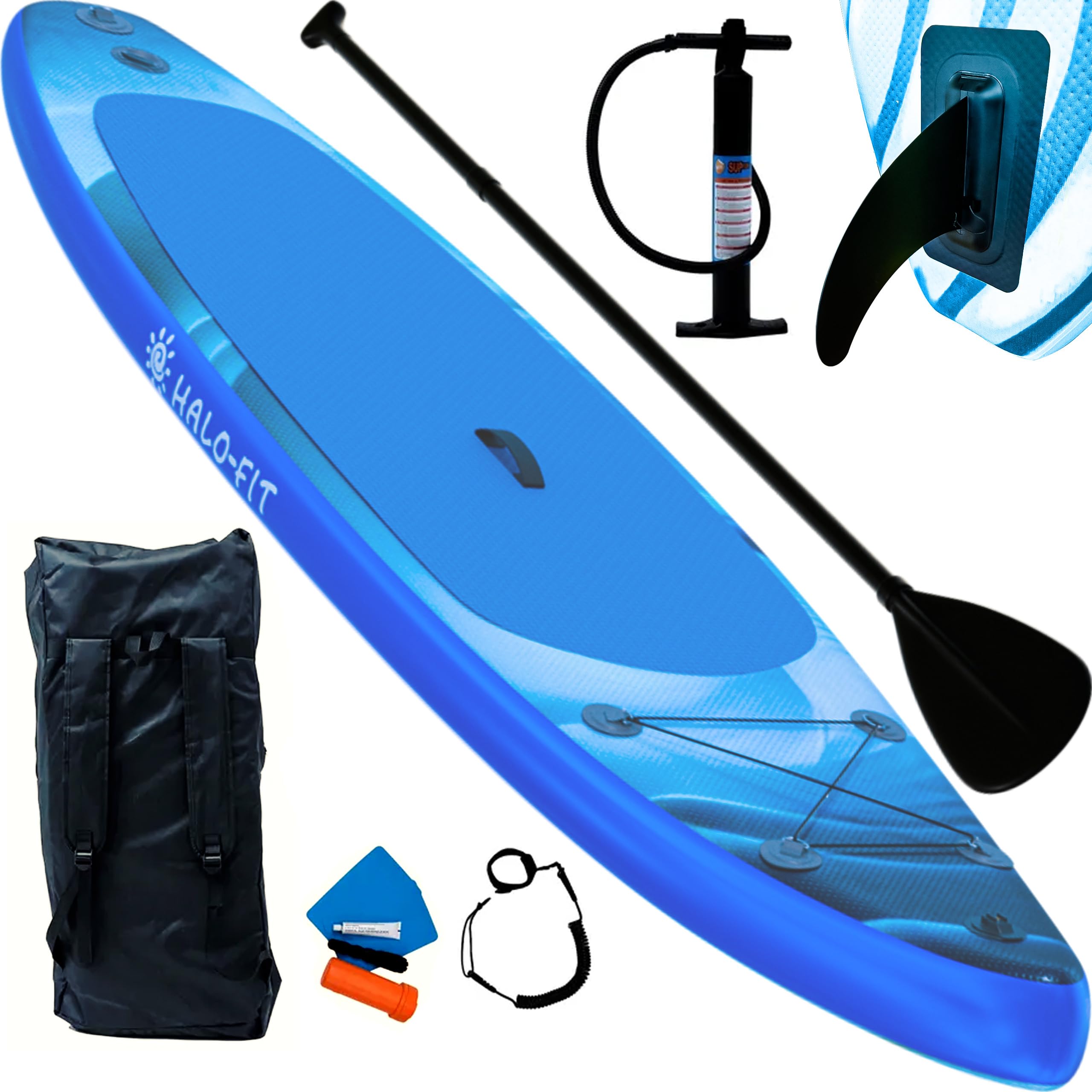 HALOFIT Tabla Paddle Surf Hinchable - Sup Board Ligero y Plegable con Soporte para Cámara de Acción y Accesorios Completo