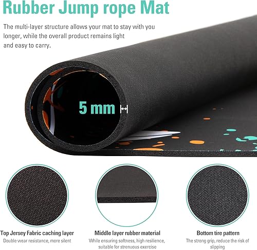 Miniatura 10 de Alfombrilla de goma grande para hacer ejercicio, para el gimnasio en casa, diseño ovalado, antideslizante, para protección de suelo y cuerda