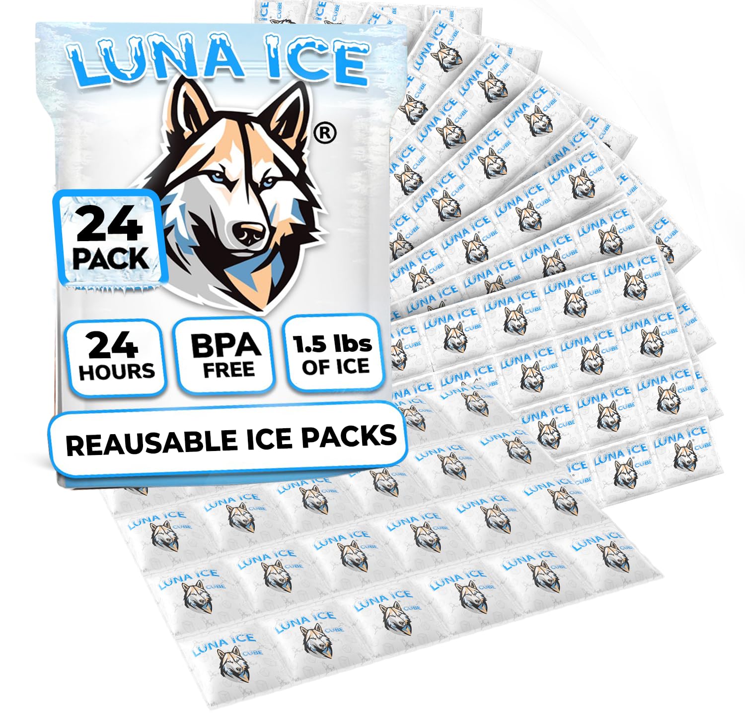 Dry Ice Packs for Shipping CUBES - Long Lasting ice Packs - 24+ Hour Freeze Power - BPA Free - 24 Pack Bulk 1.5 lb – Hielo Seco - Reusable Gel Bricks for Food