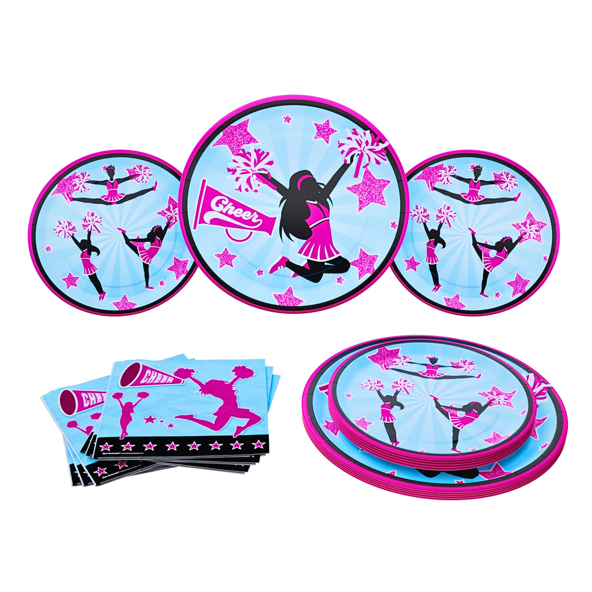 Cheerleading Party Plates and Napkin (52 Pieces for 16 Guests) - Cheerleader Birthday Party, Cheerleader Birthday Party, Plates and Napkins, Cheer