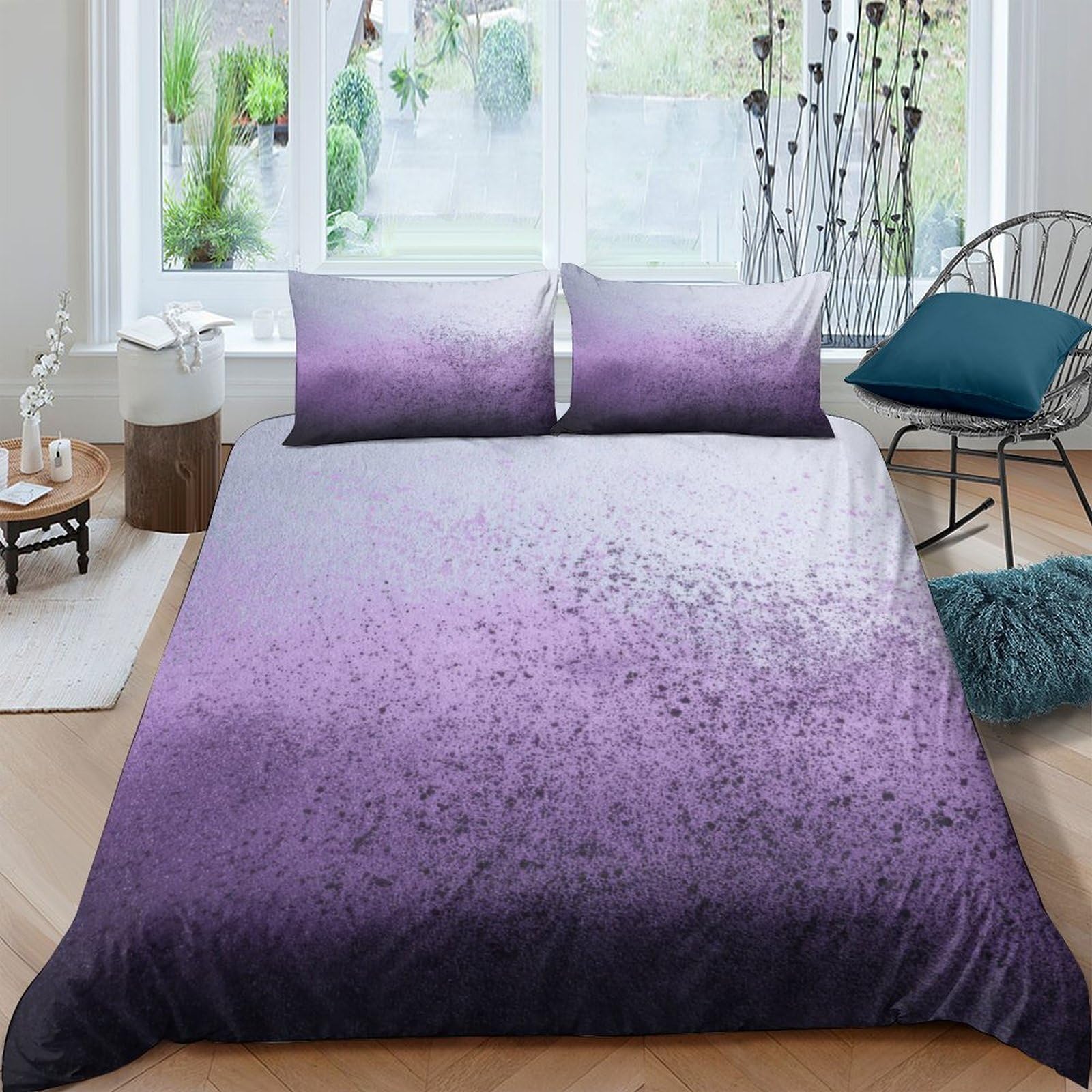 Ctjqhvkz Style-10 3D Printed Purple Ombre Fitted Sheet Microfiber Soft Gradient Art Mattress Cover Non Slip For Bedroom Guest Room Single（135X200cm）