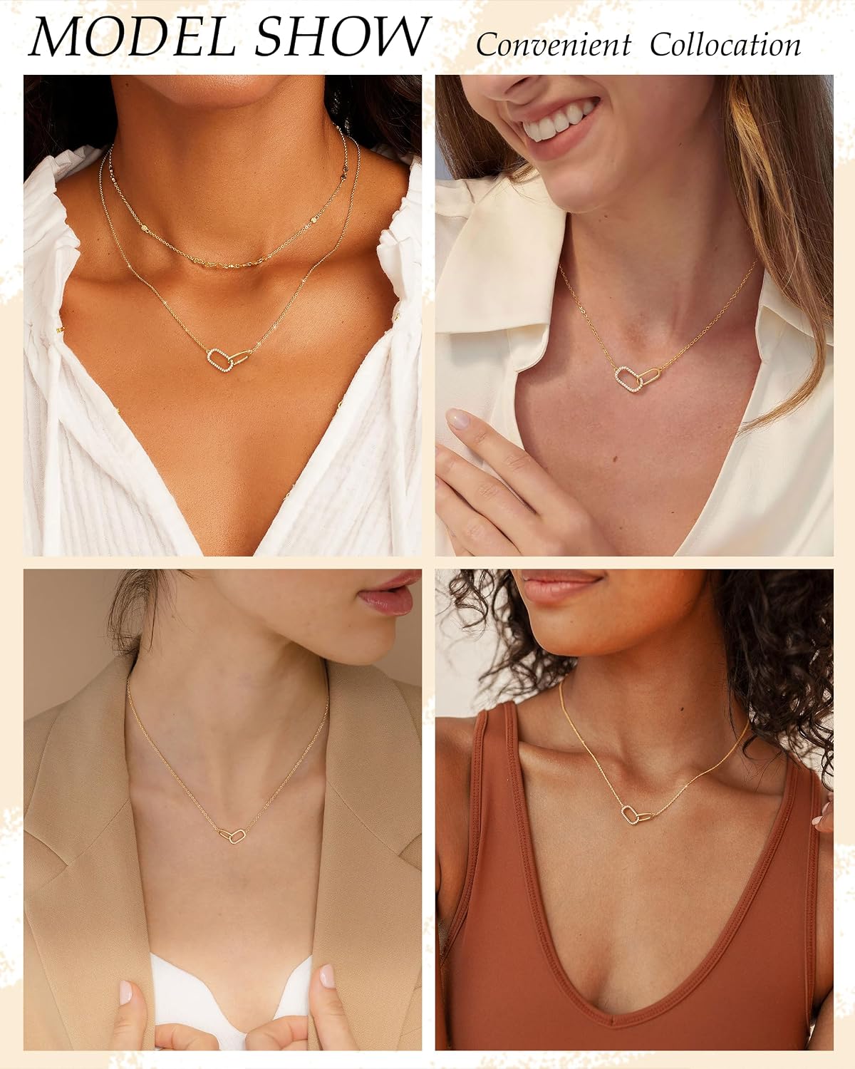 TOBENY Gold Necklace for Women Trendy Diamond Paperclip Silver Chain