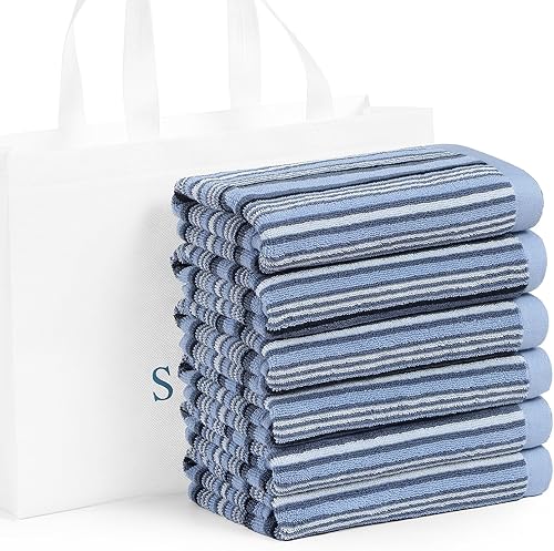 Miniatura 19 de SALAS Toallas de cocina para secar platos, paños de cocina grandes de algodón, paños de cocina de rizo a rayas, juegos de toallas gruesas altamente