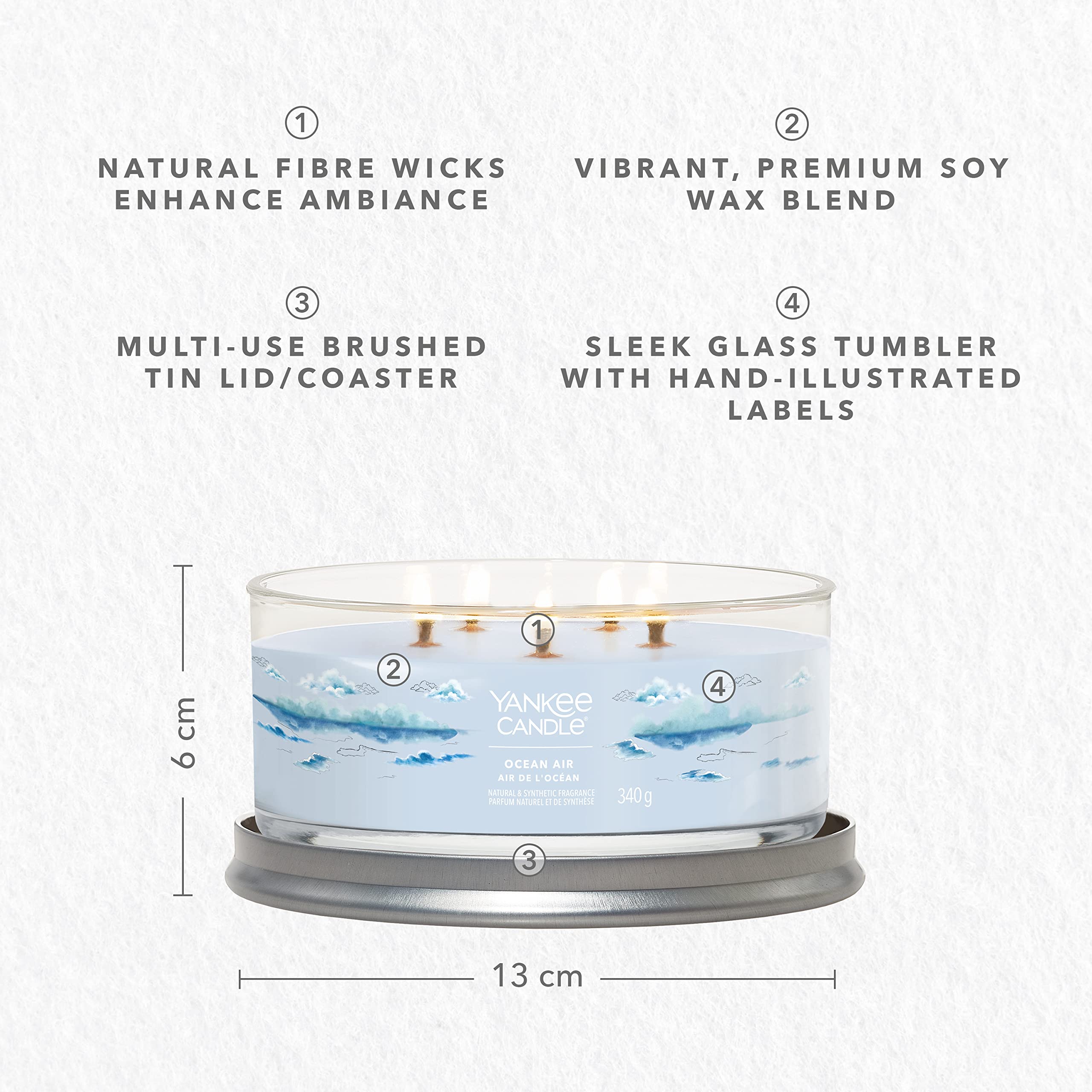 Yankee Candle Vela aromática Signature | Vela en vaso de aire oceánico | Mezcla de cera de soja larga duración | Regalo perfecto para mujeres