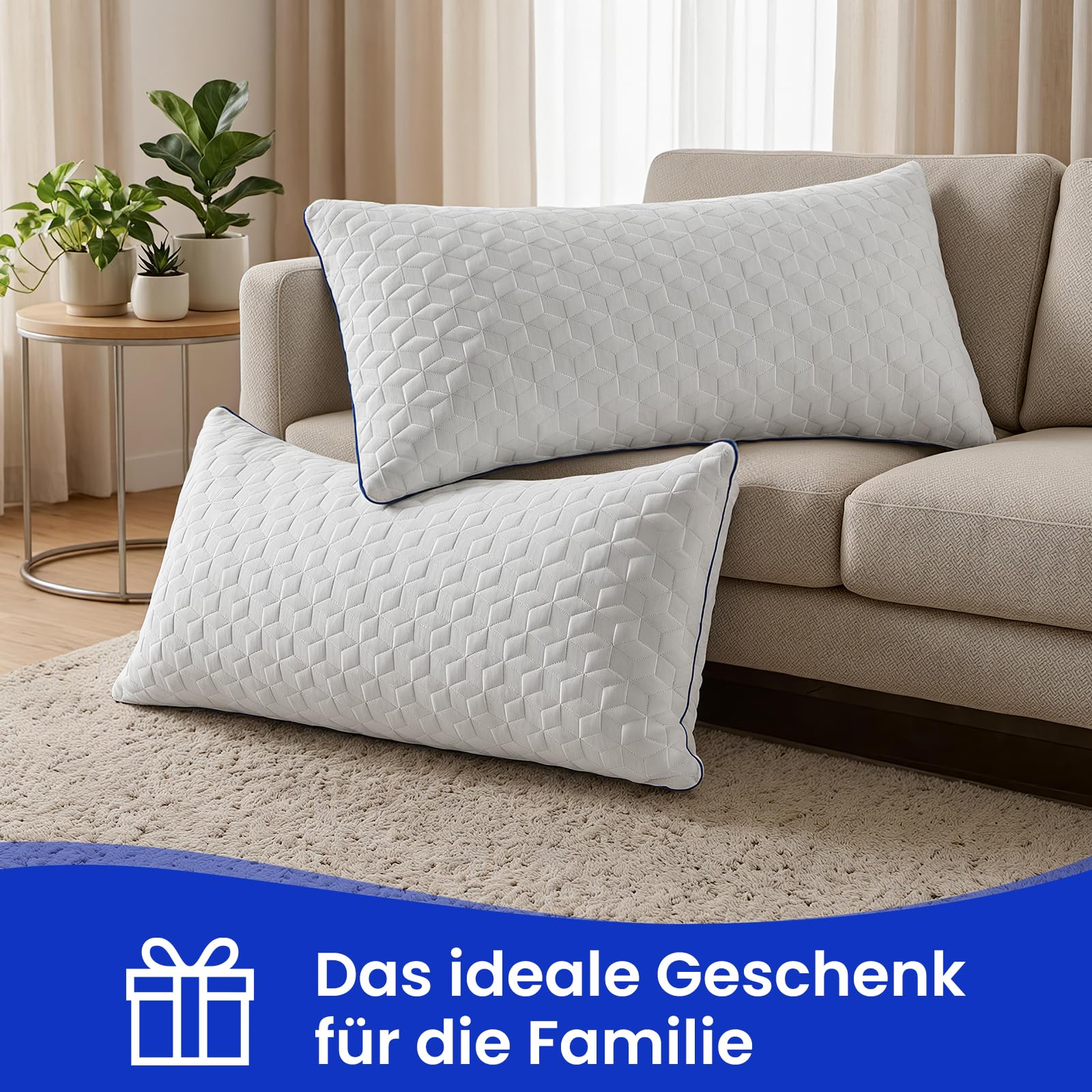 BedStory Poduszka pod głowę 40 x 80 cm, zestaw 2 ergonomicznych poduszek z pianki z pamięcią kształtu, dla osób śpiących na boku, z regulacją wysokości, do wszystkich pozycji spania, oddychająca i