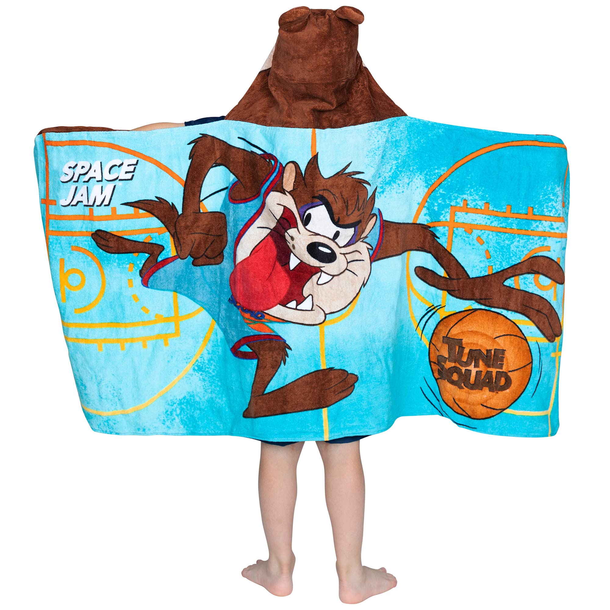 Franco Badetuch/Handtuch für Kinder, weicher Baumwoll-Frottee, mit Kapuze, 61 x 127 cm, Space Jam
